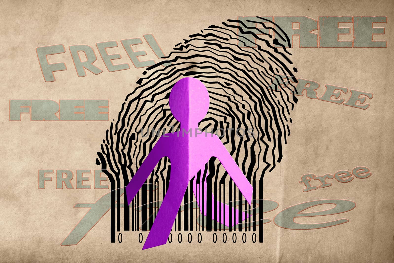 Paperman coming out of a bar code with Free Word by yands