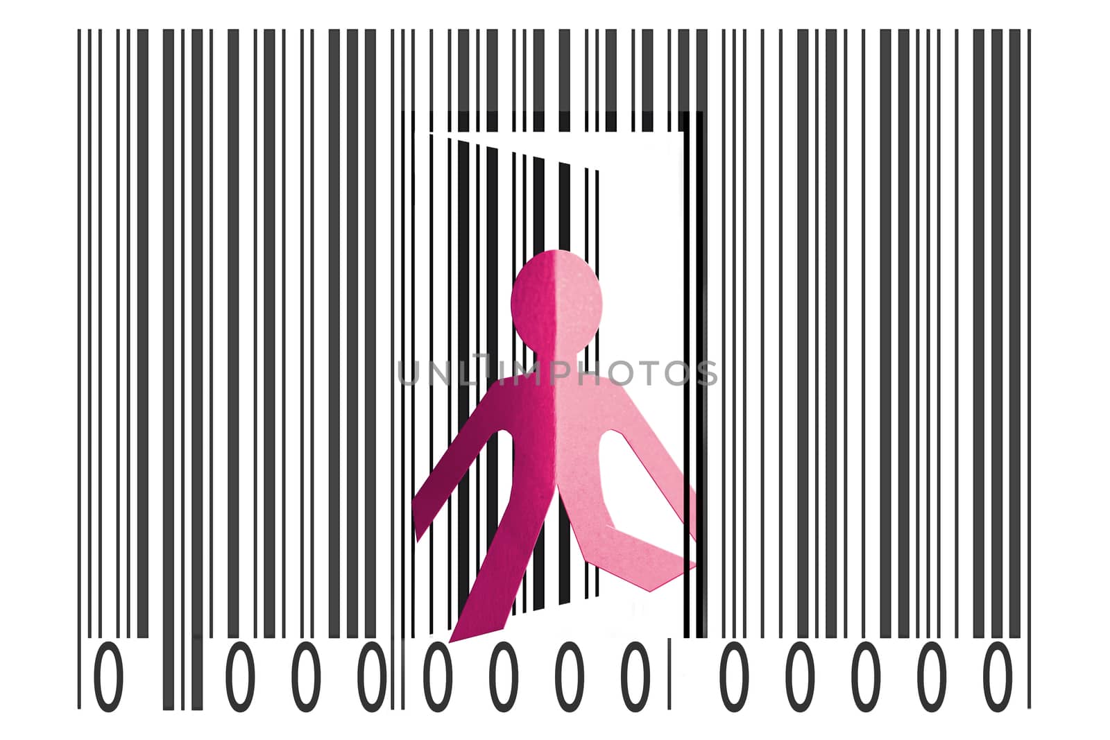 Paperman coming out of a bar code to go out