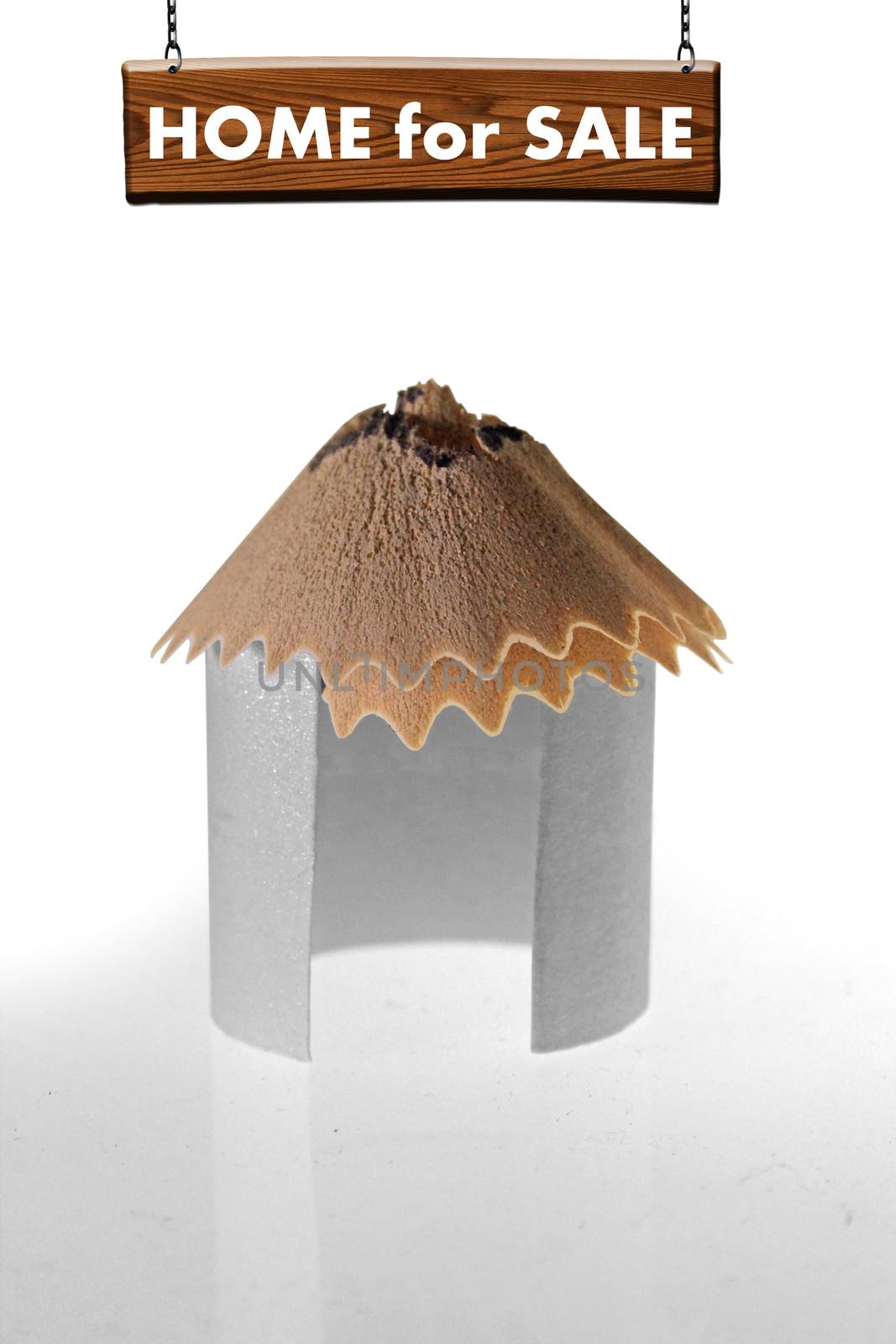 Paper Hut With Pencil Shavings Roof, Home For Sale Concept