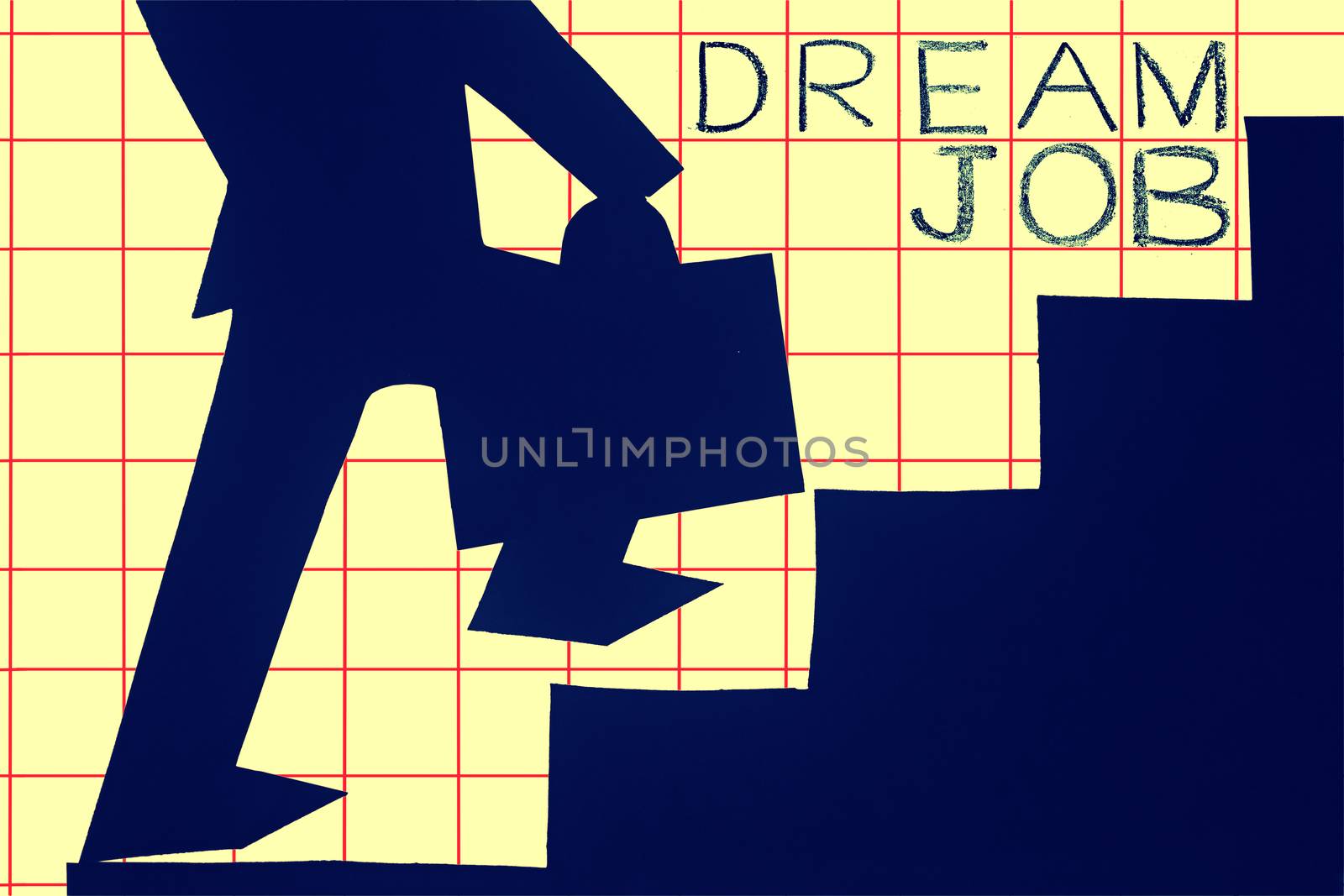 Businessman stepping up a staircase