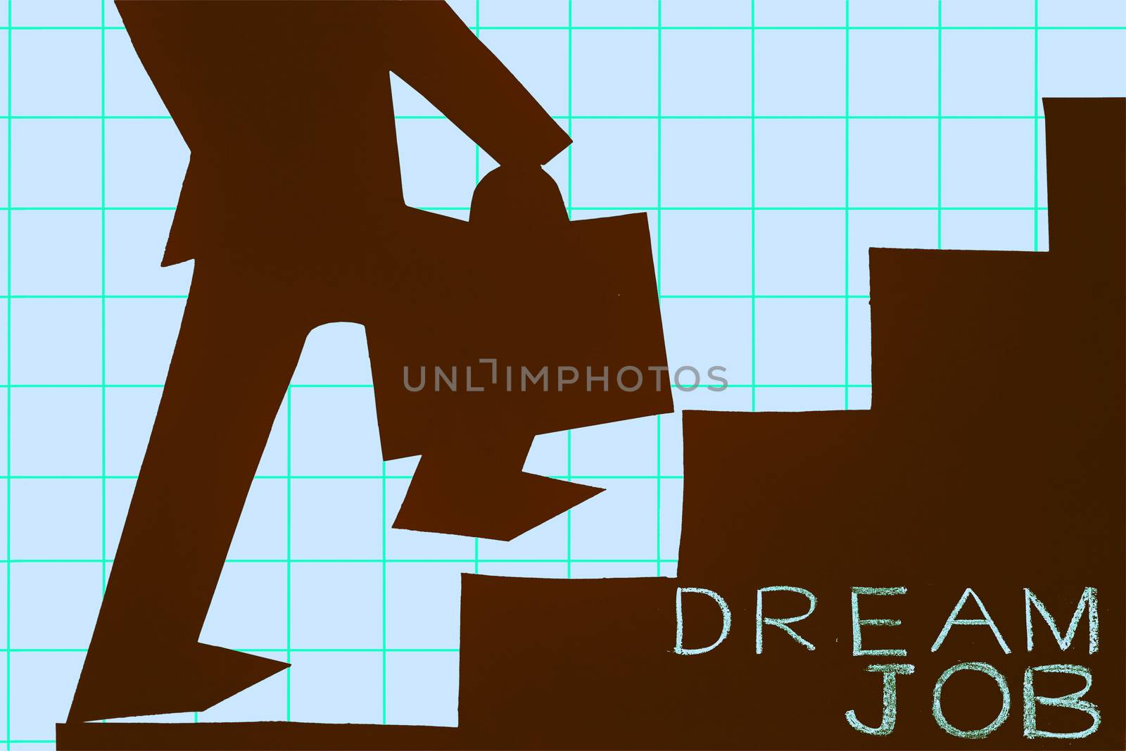 Businessman stepping up a staircase