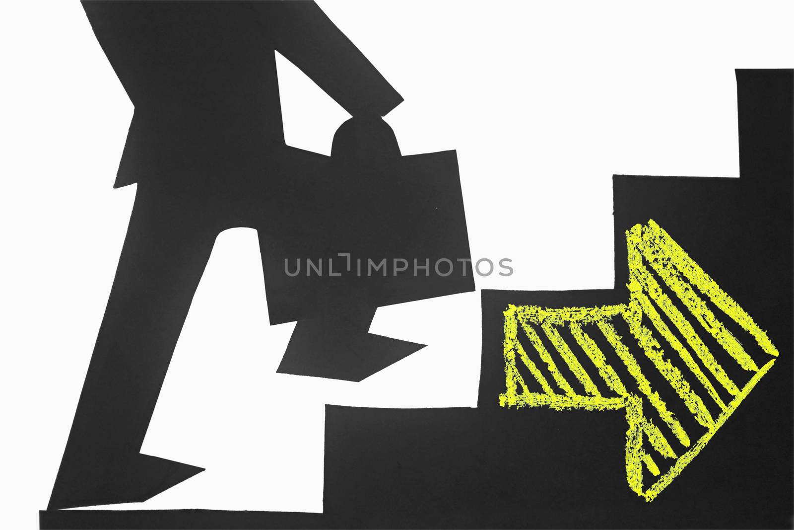Businessman stepping up a staircase