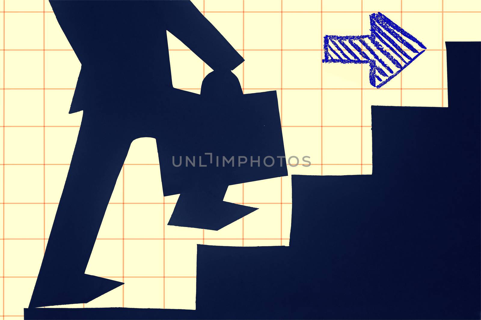 Businessman stepping up a staircase