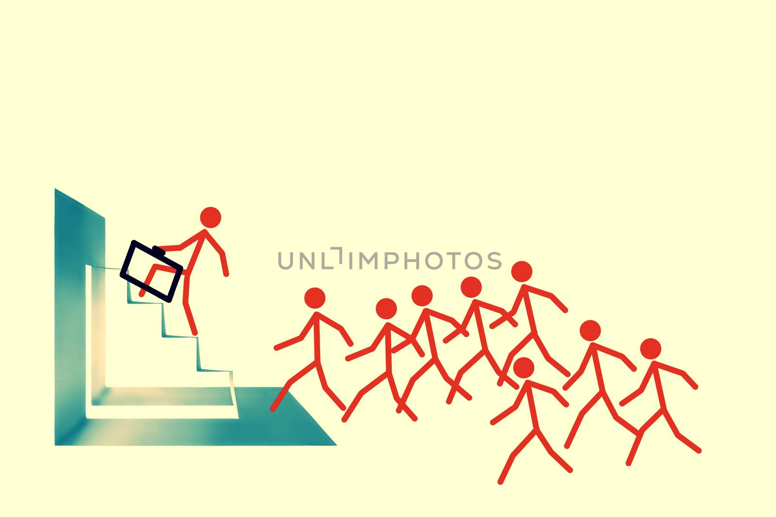 Businessmen stepping up a staircase