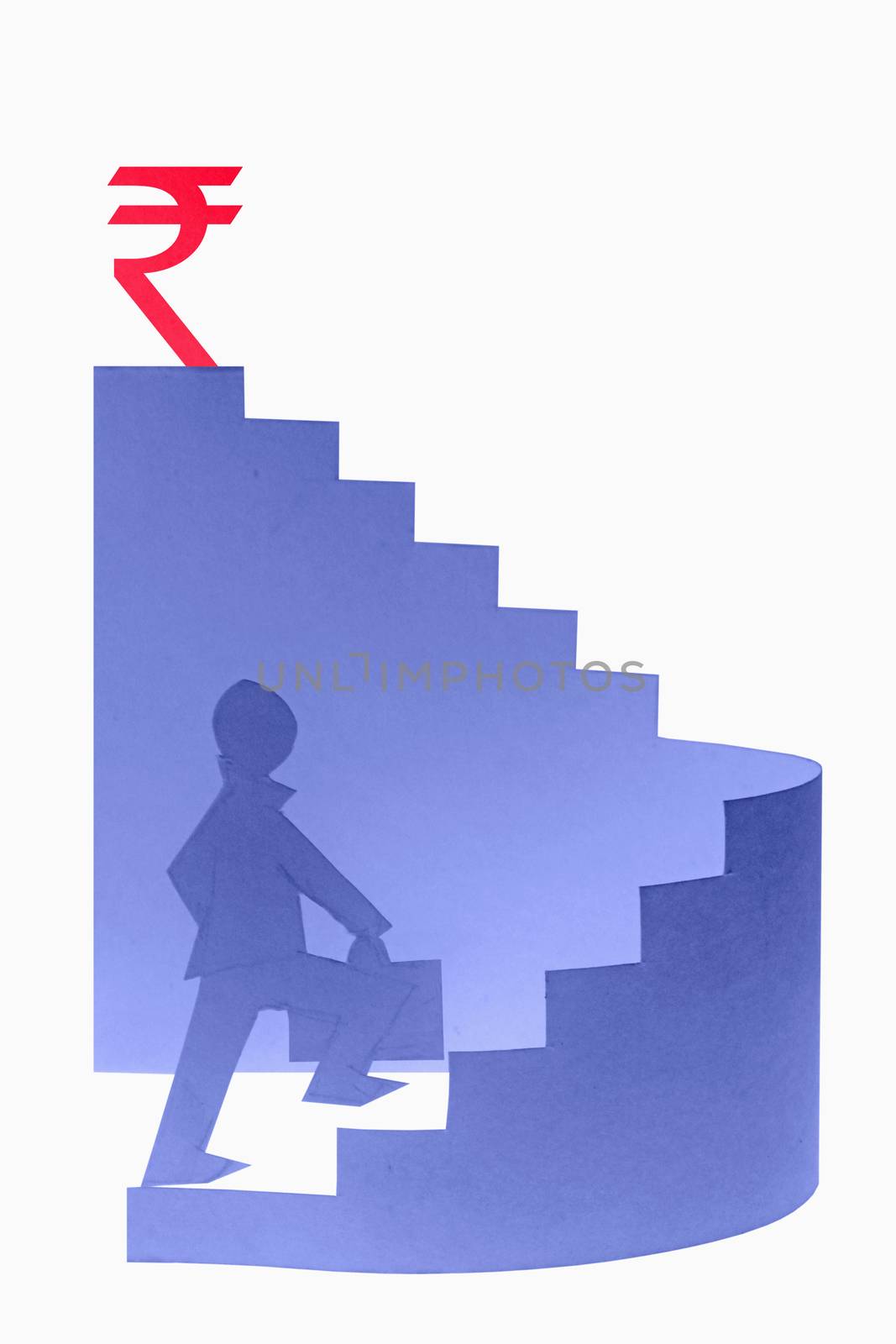 Businessman stepping up a staircase