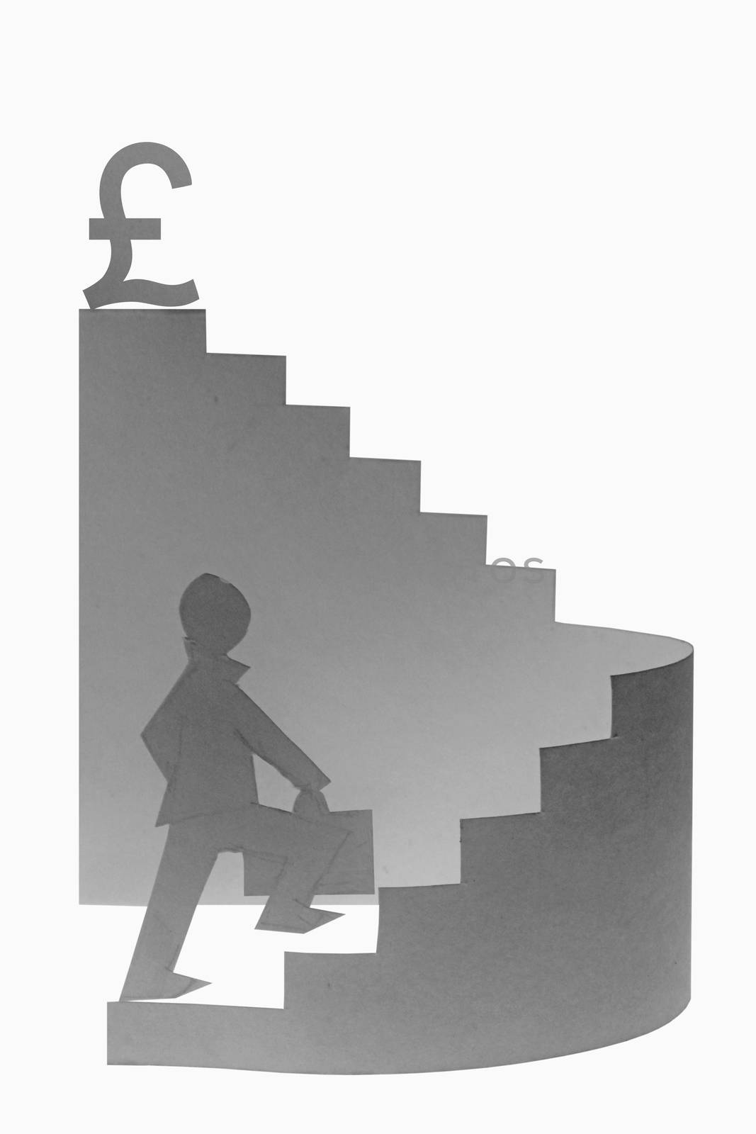 Businessman stepping up a staircase
