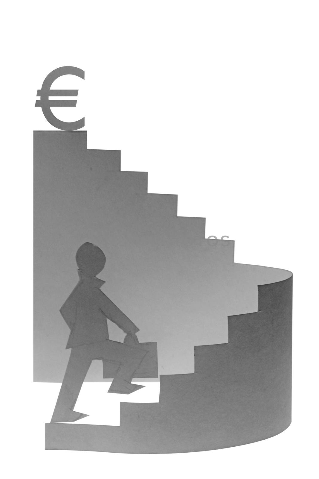 Businessman stepping up a staircase