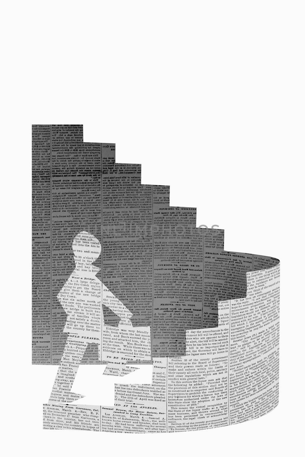 Businessman stepping up a staircase