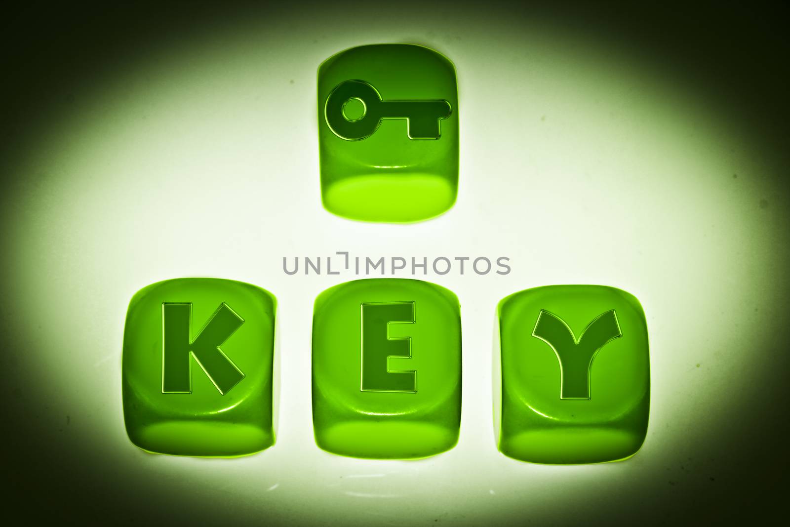 Key symbol with word KEY on cubes