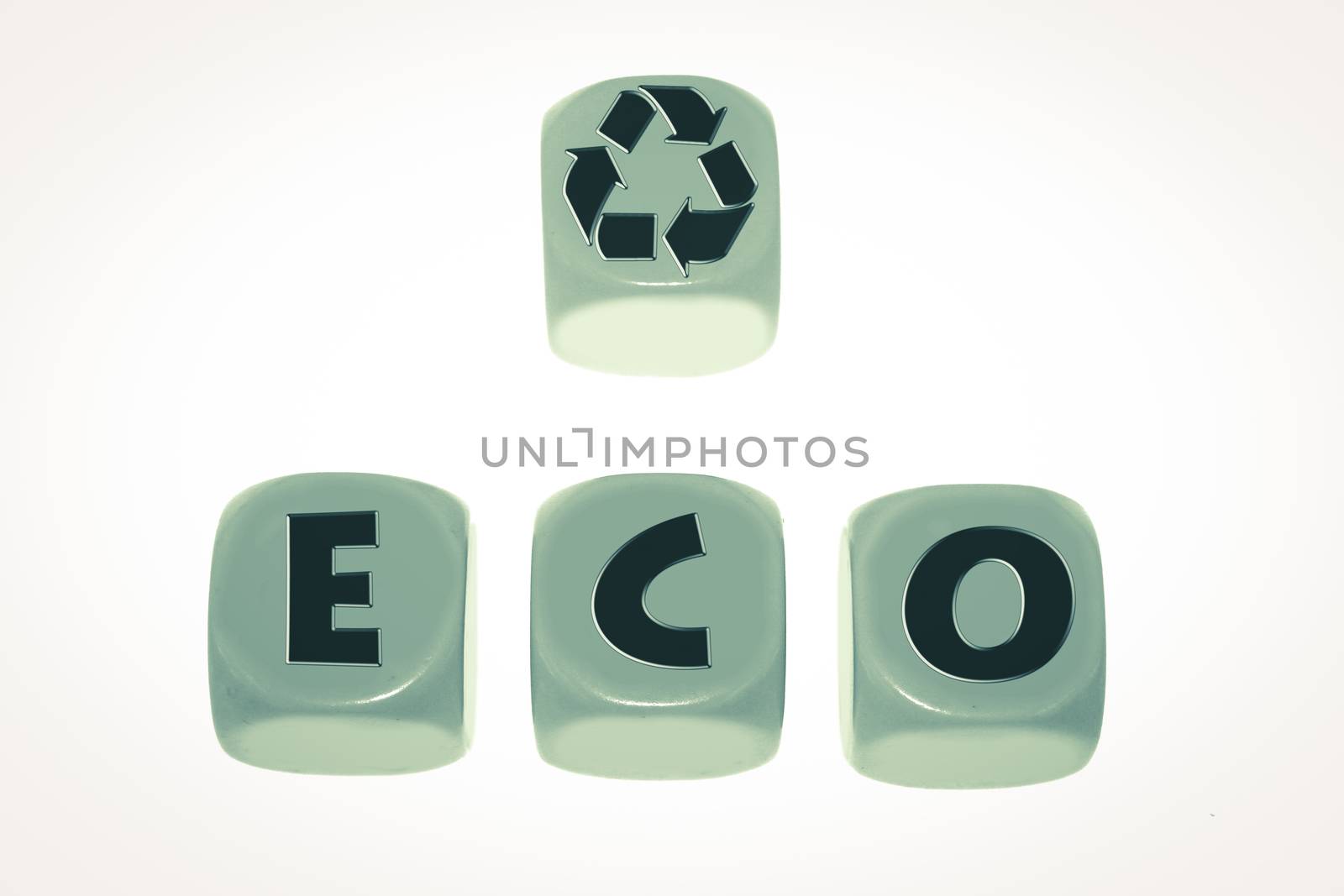 Eco symbol with word ECO on cubes