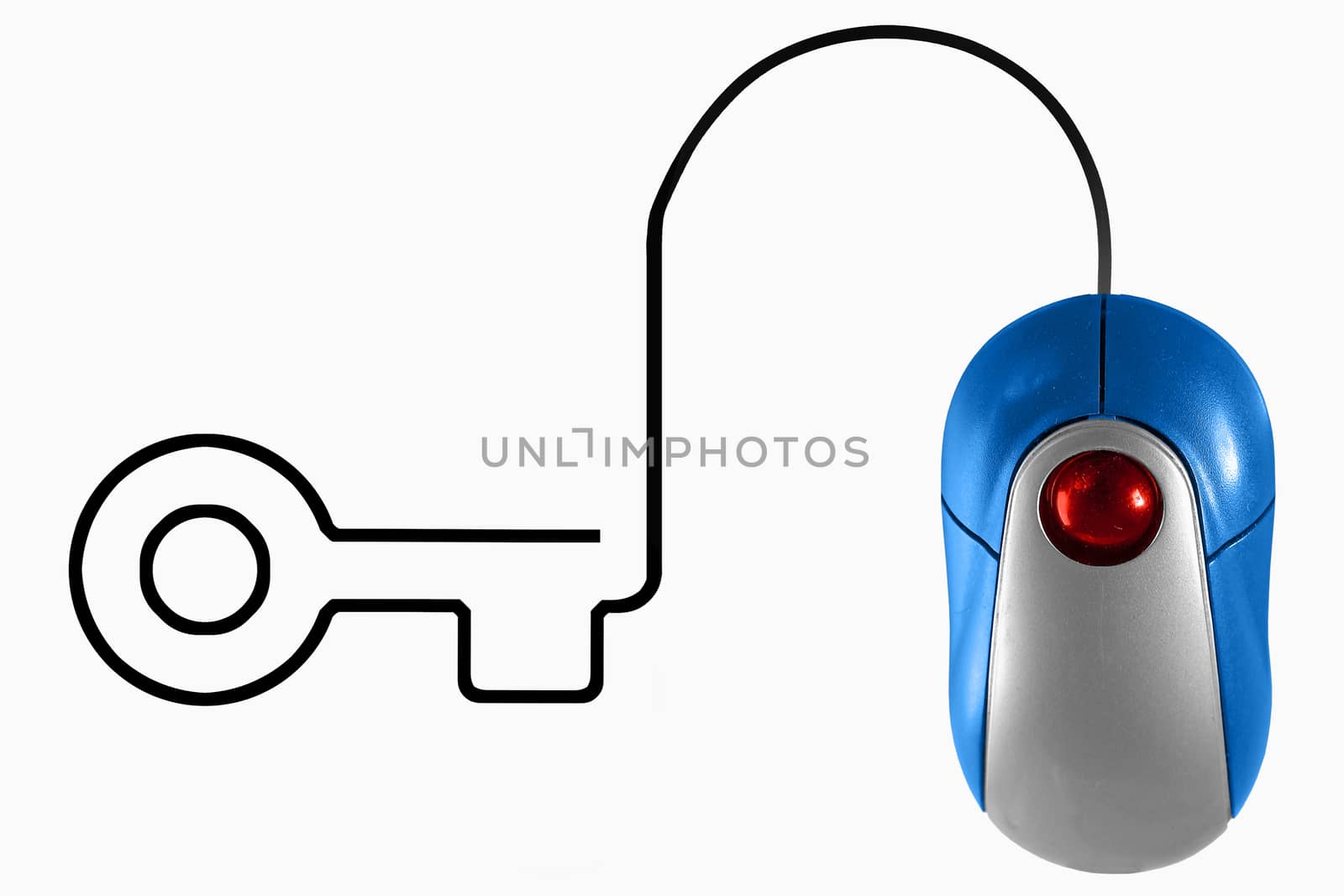 Key depicted by computer mouse cable