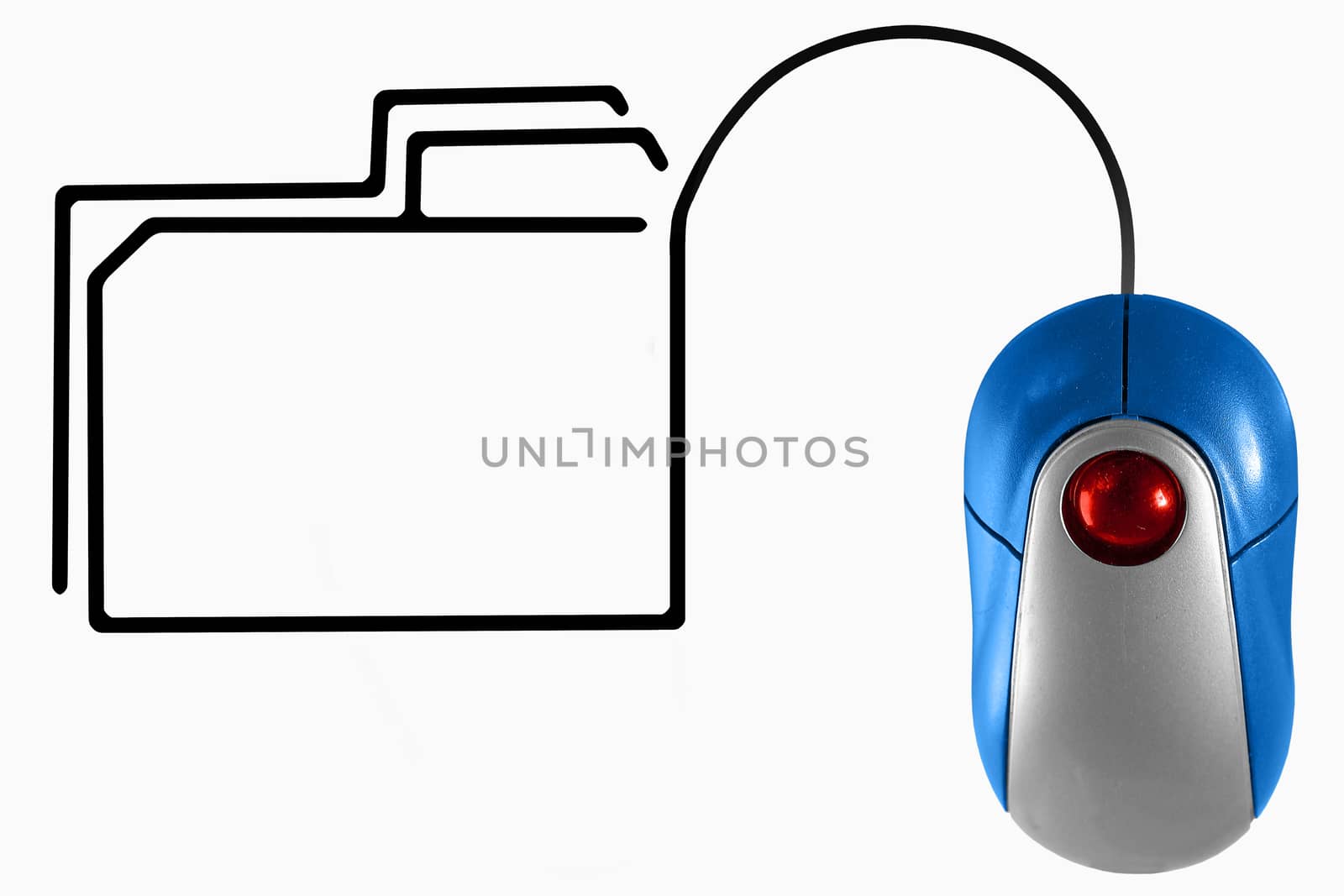Folder depicted by computer mouse cable by yands