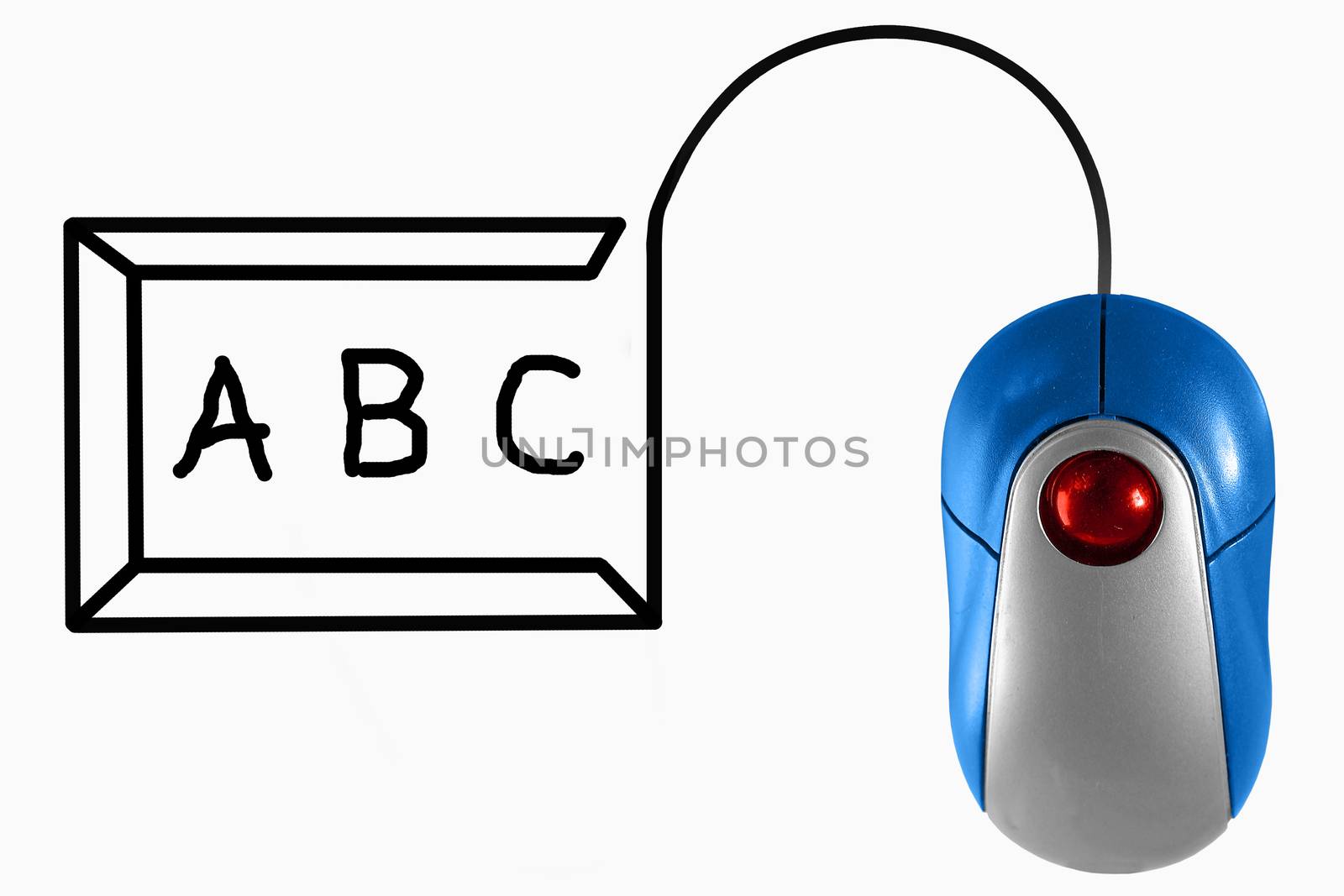 Blackboard depicted by computer mouse cable