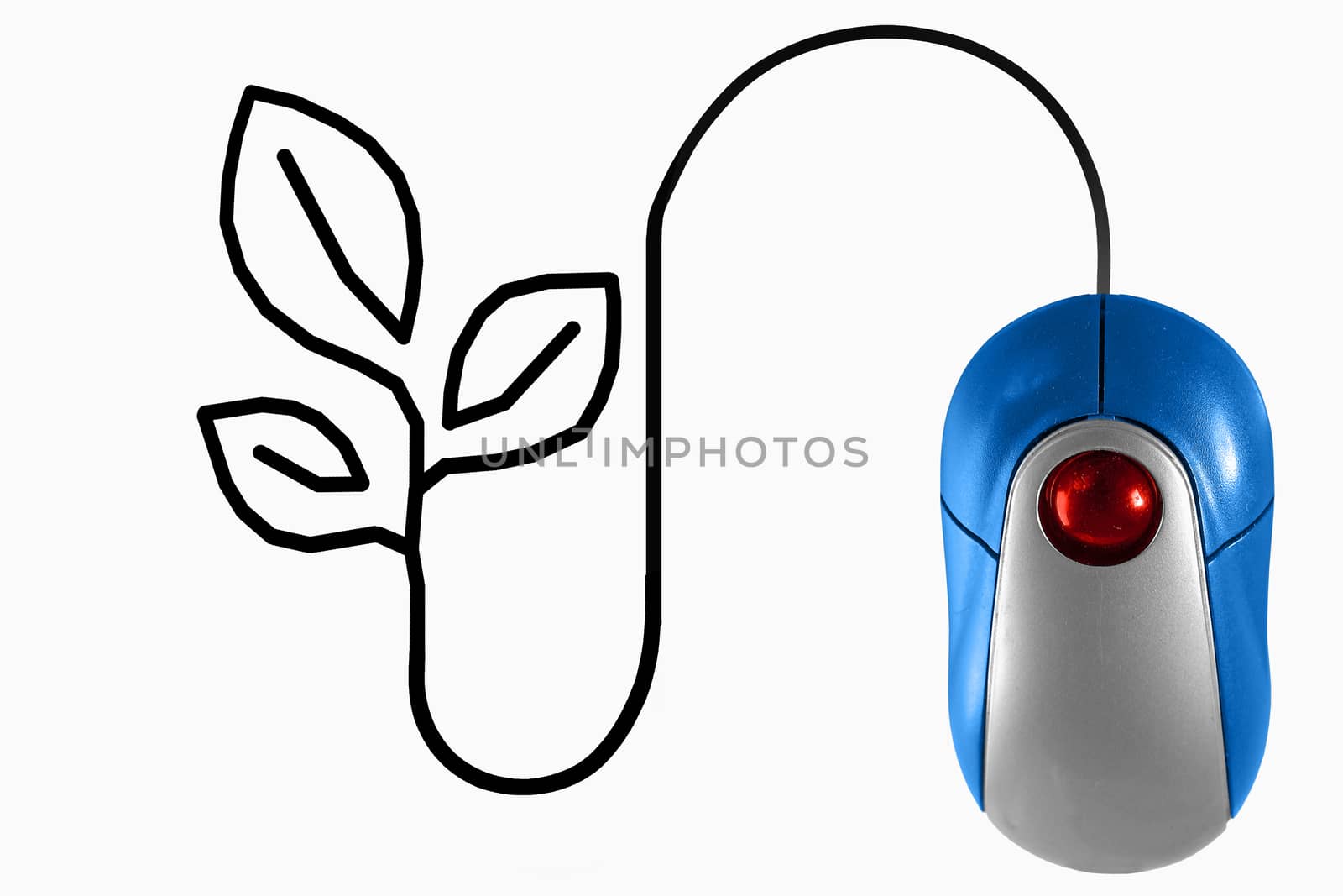 Plant depicted by computer mouse cable