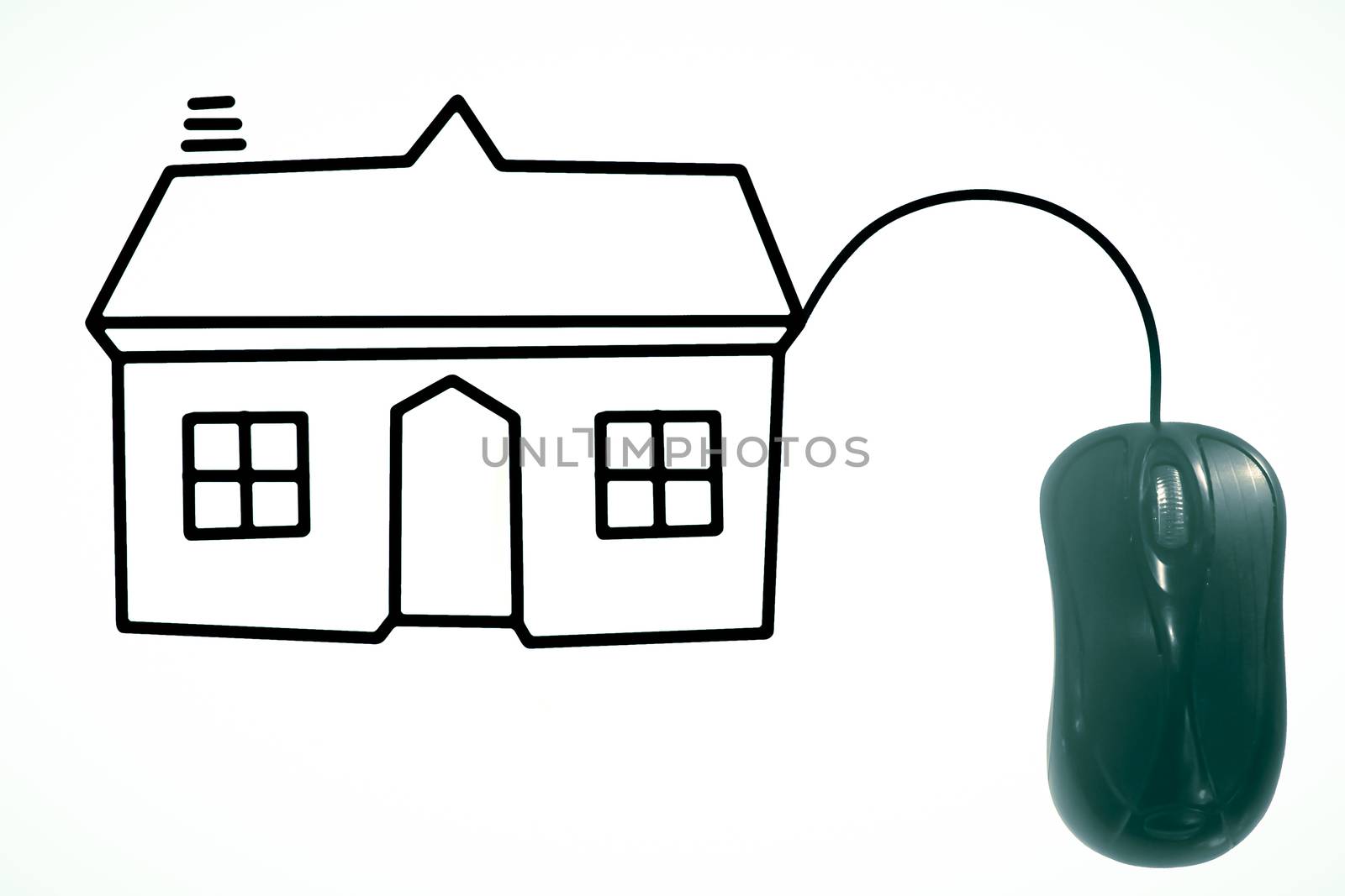 House depicted by computer mouse cable