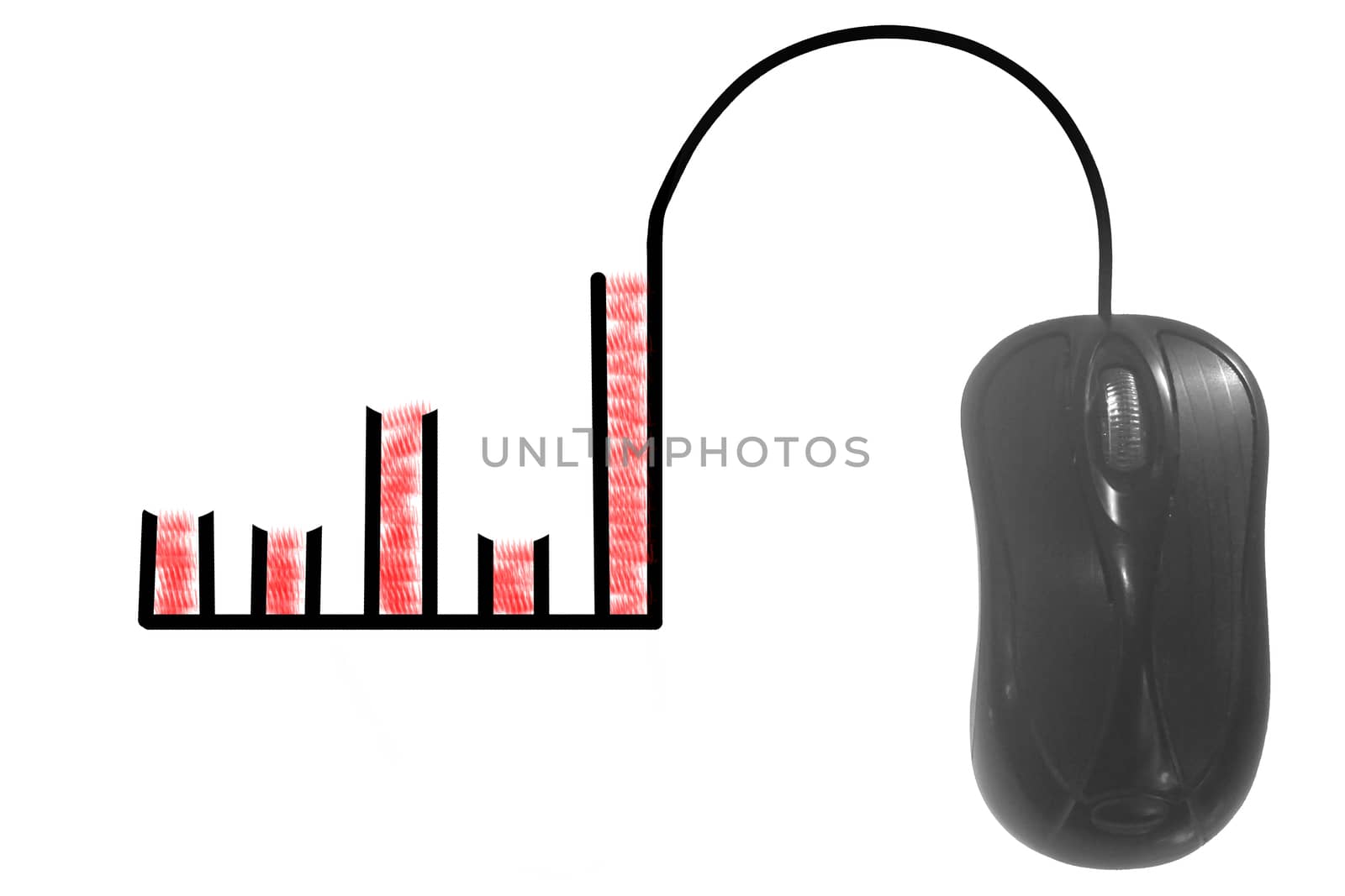 Bar Graph depicted by computer mouse cable by yands