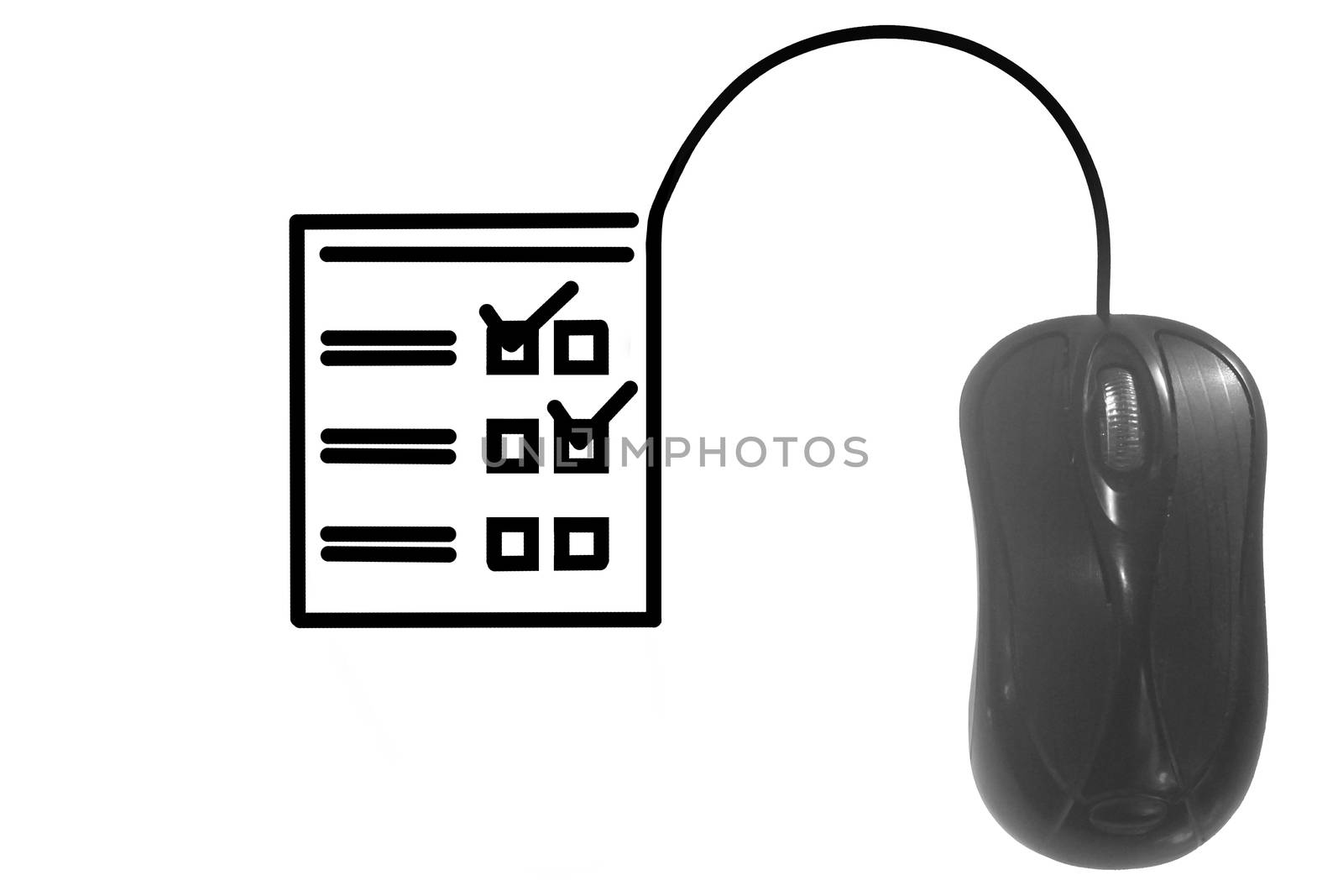 Check List depicted by computer mouse cable
