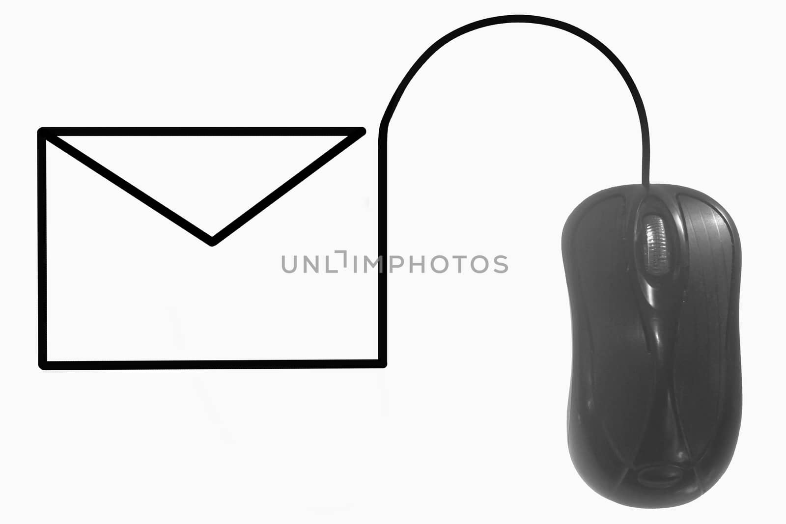 Envelop depicted by computer mouse cable