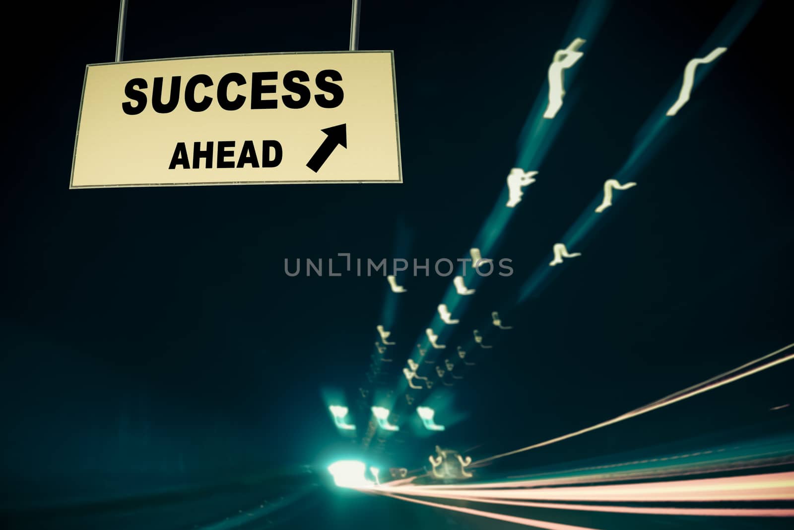 A Notice Board On A National Highway tunnel  Showing Success Concept
