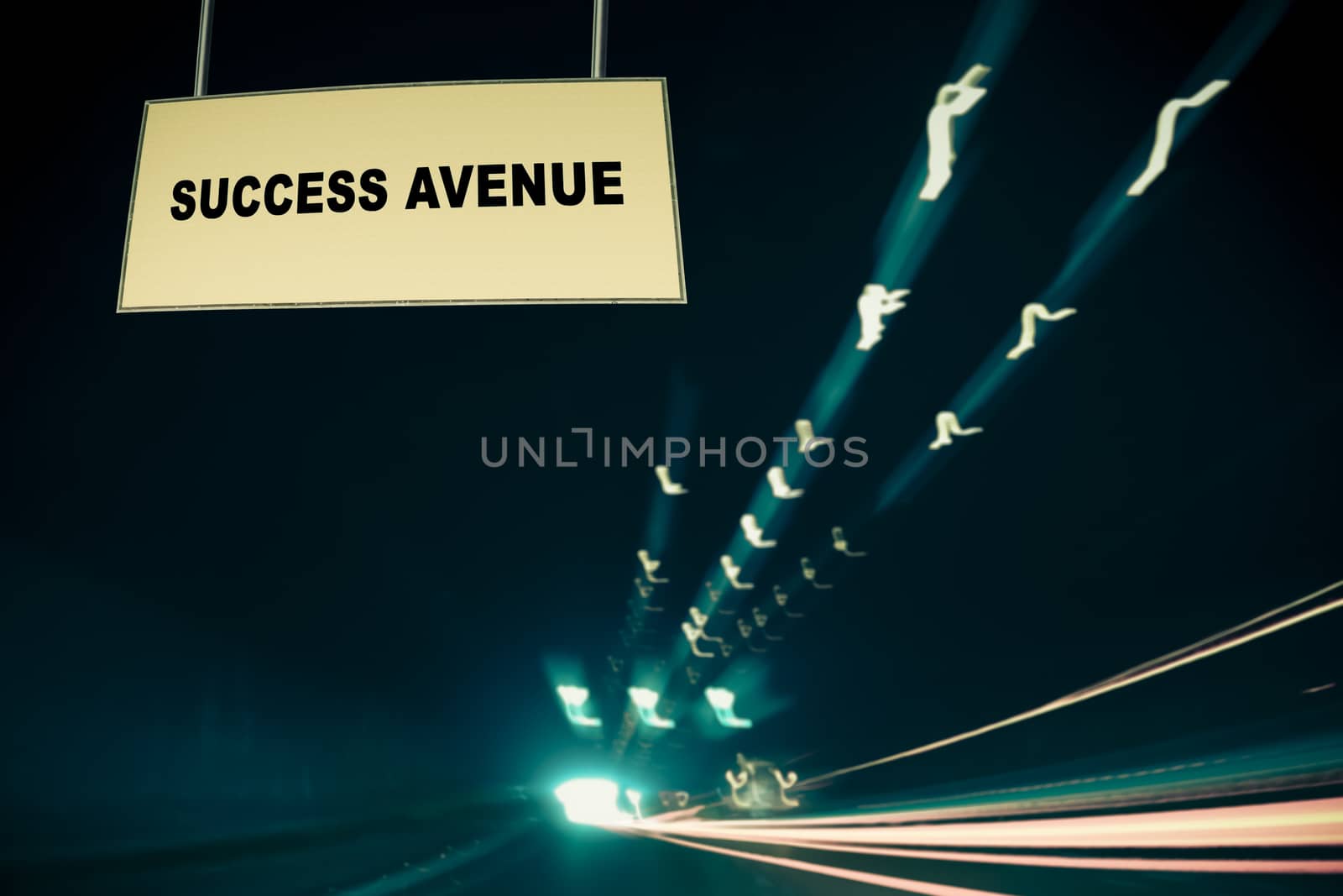 A Notice Board On A National Highway tunnel  Showing Success Avenue, Concept
