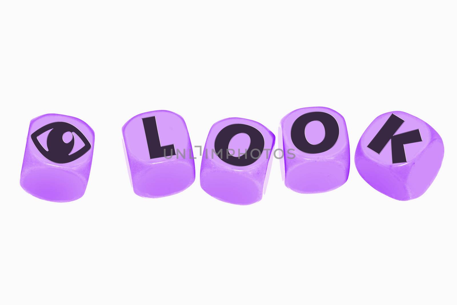 word LOOK on cubes