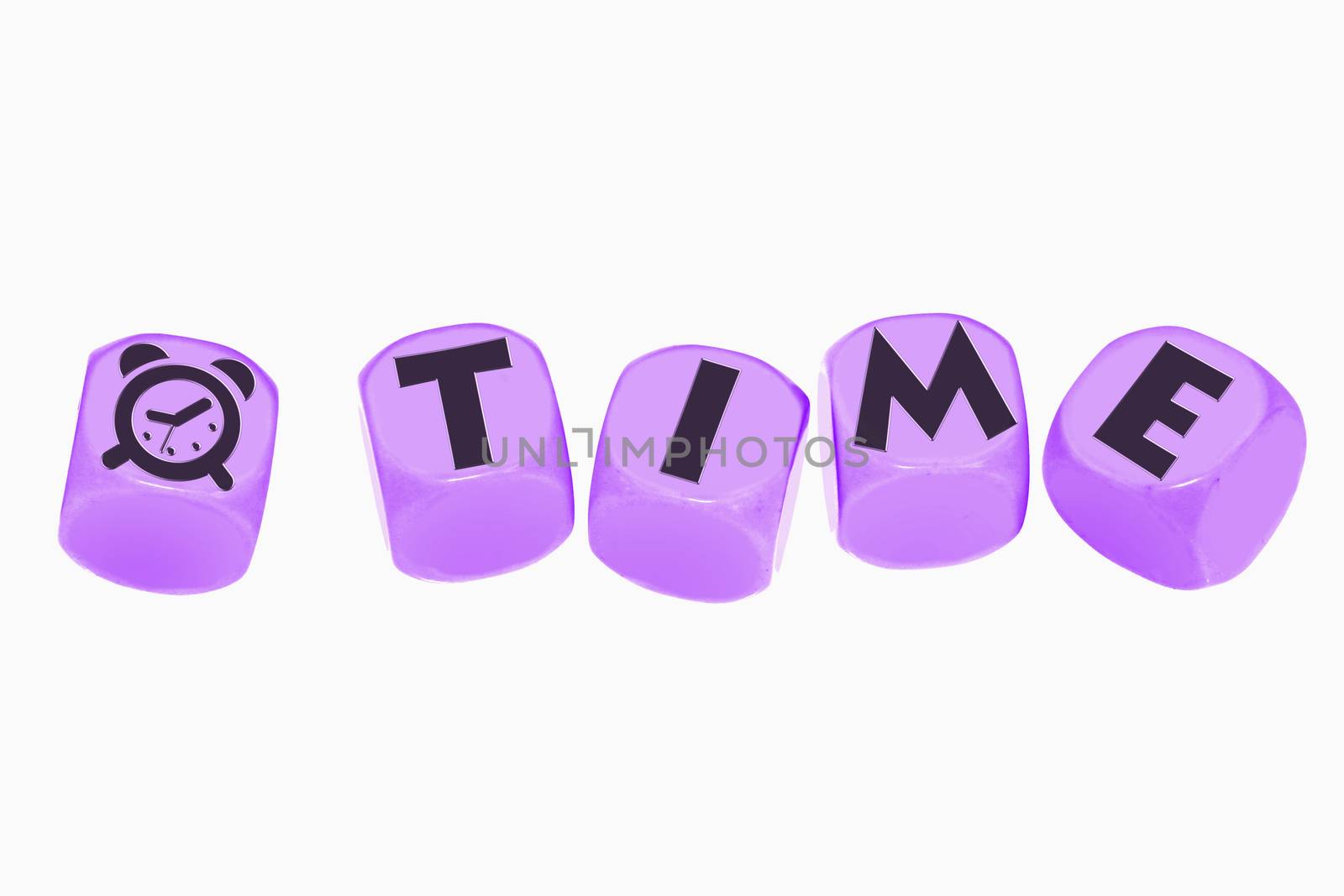 word TIME on cubes