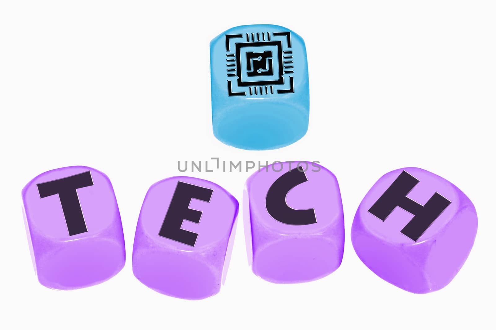 word TECH on cubes by yands