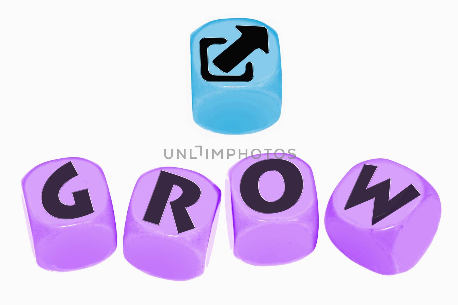 word GROW on cubes