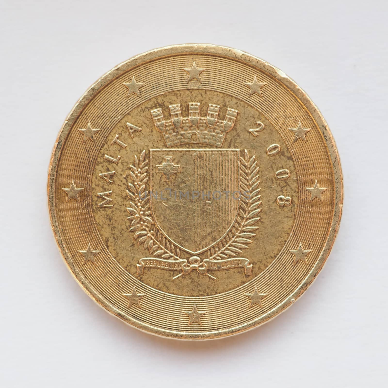 Maltese 50 Euro cent coin from Malta Currency of the European Union