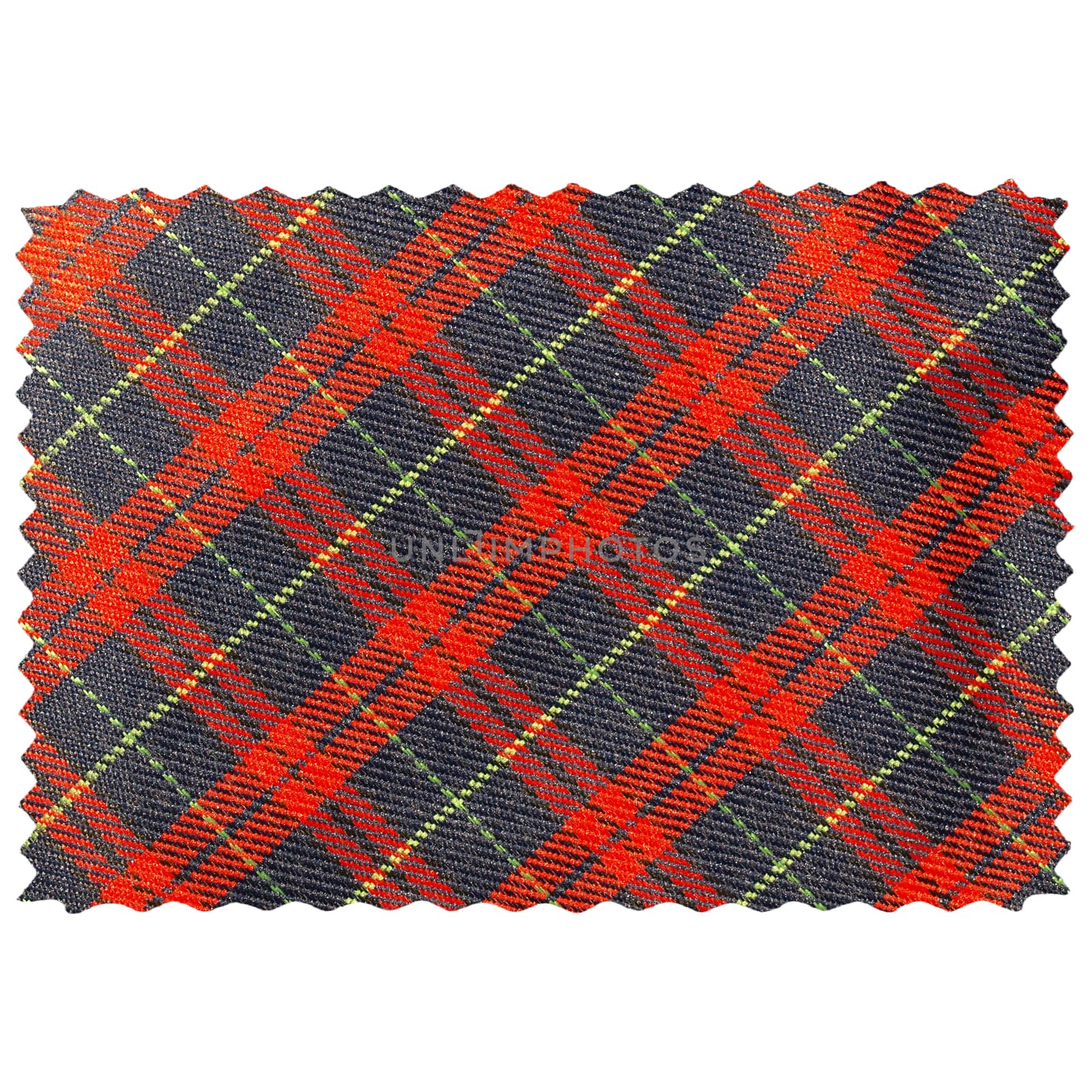 Tartan fabric swatch sample isolated over white background