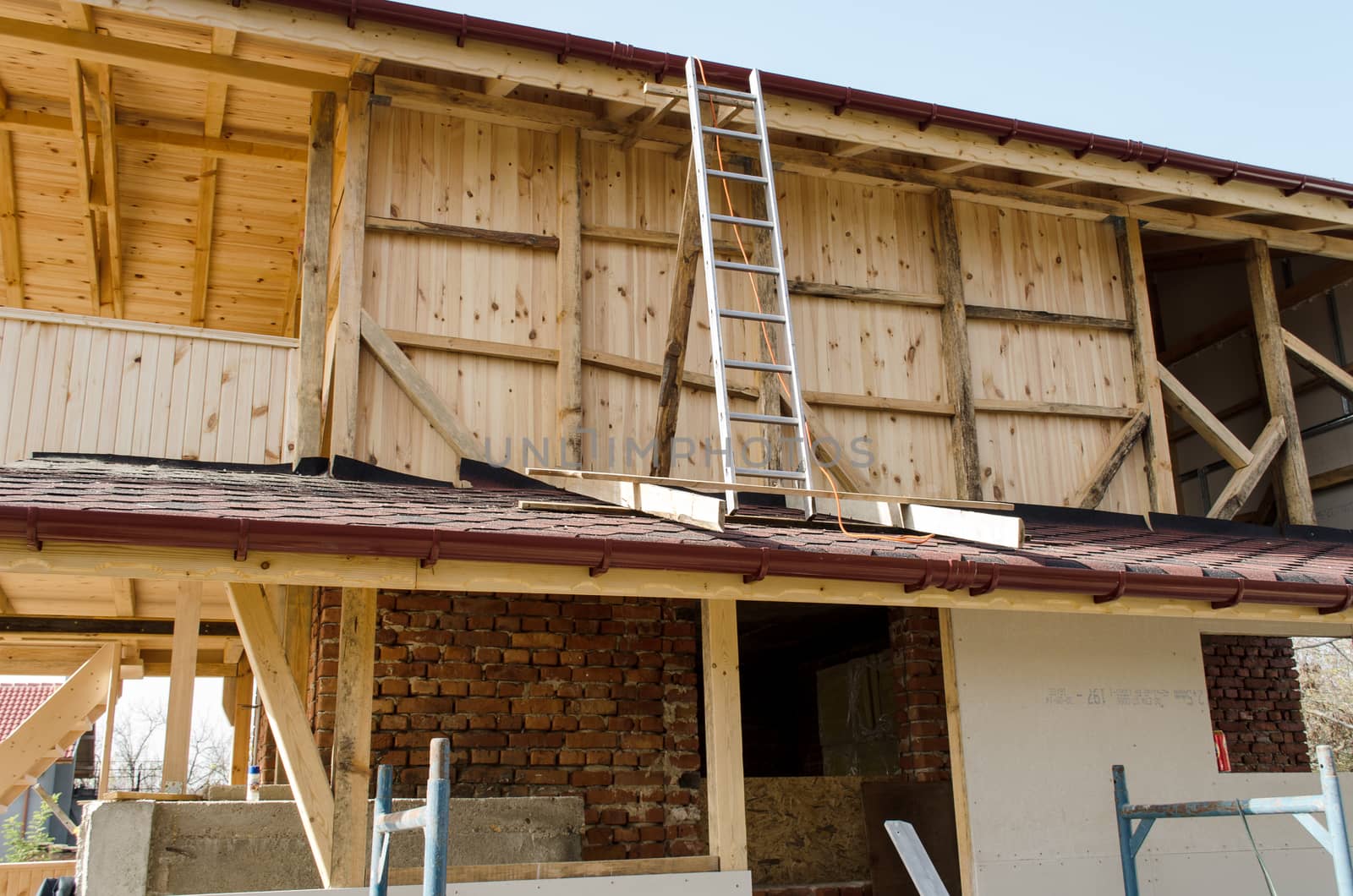 New Construction Wood Home Framing Abstract.