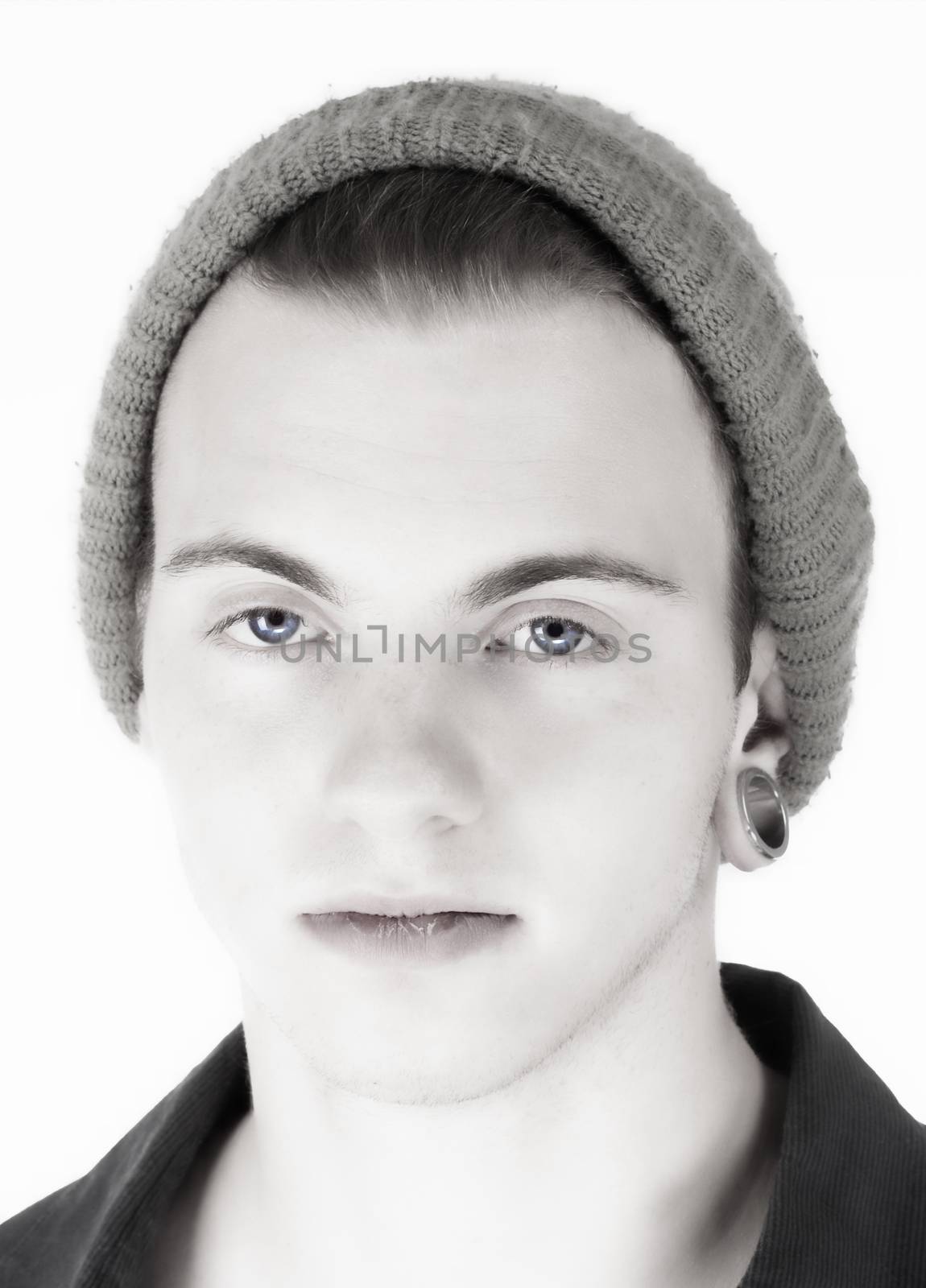 Portrait of a Teenage Boy with Cap - Isolated on White