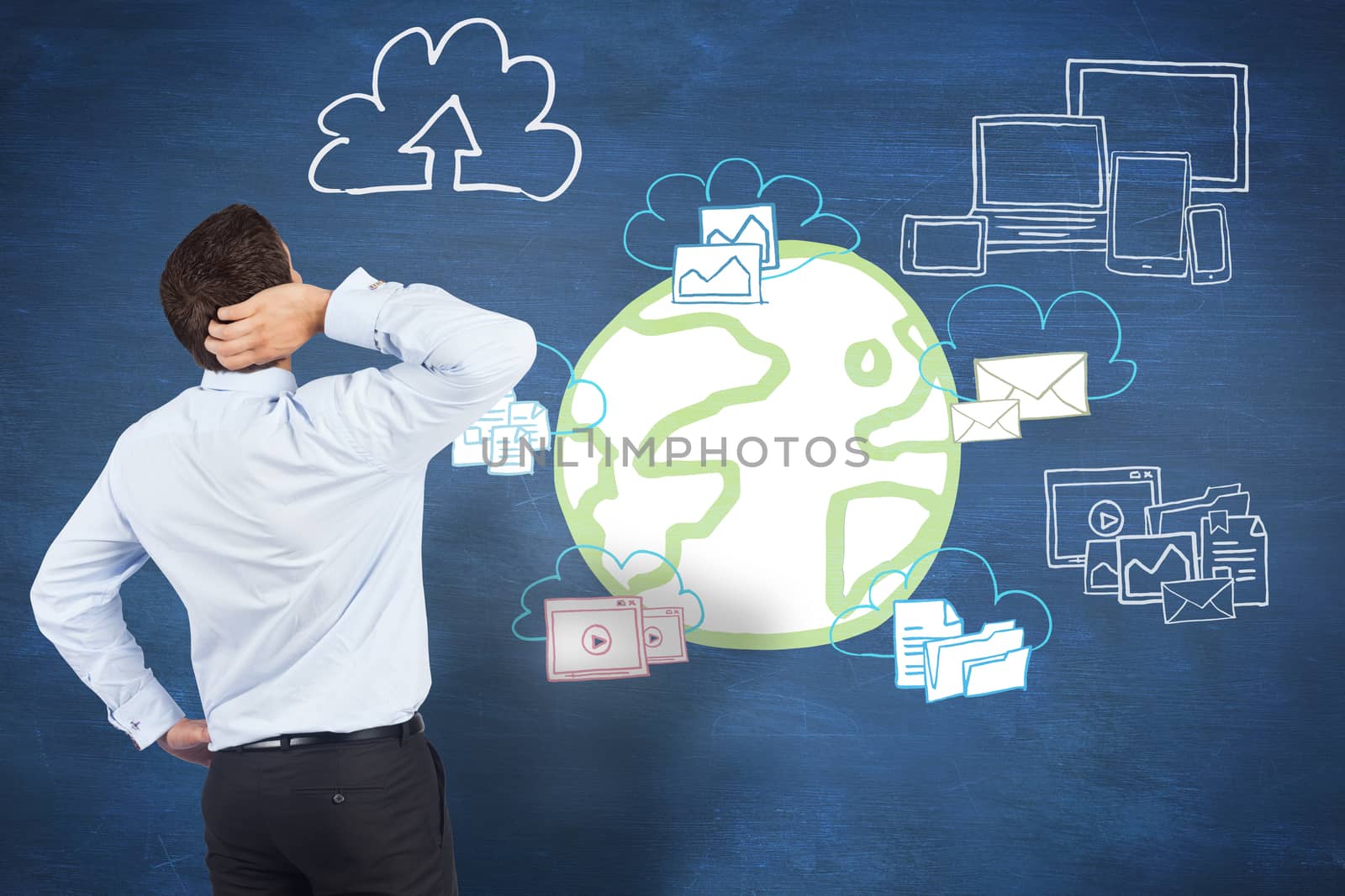 Composite image of thinking businessman scratching head by Wavebreakmedia