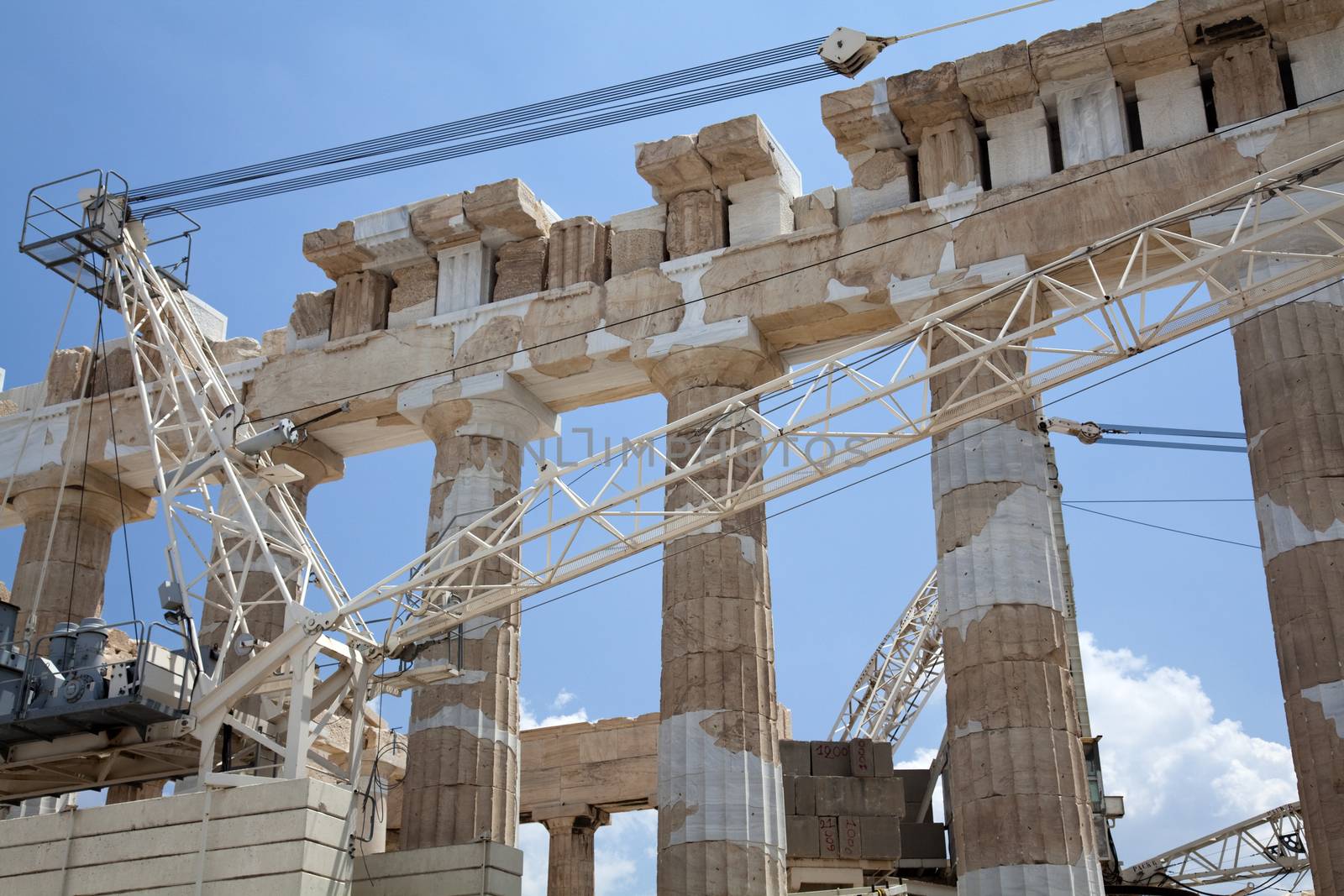 The Parthenon is a temple on the Athenian Acropolis, Greece, dedicated to the maiden goddess Athena, whom the people of Athens considered their patron deity. Its construction began in 447 BC when the Athenian Empire was at the height of its power. It was completed in 438 BC, although decoration of the building continued until 432 BC.