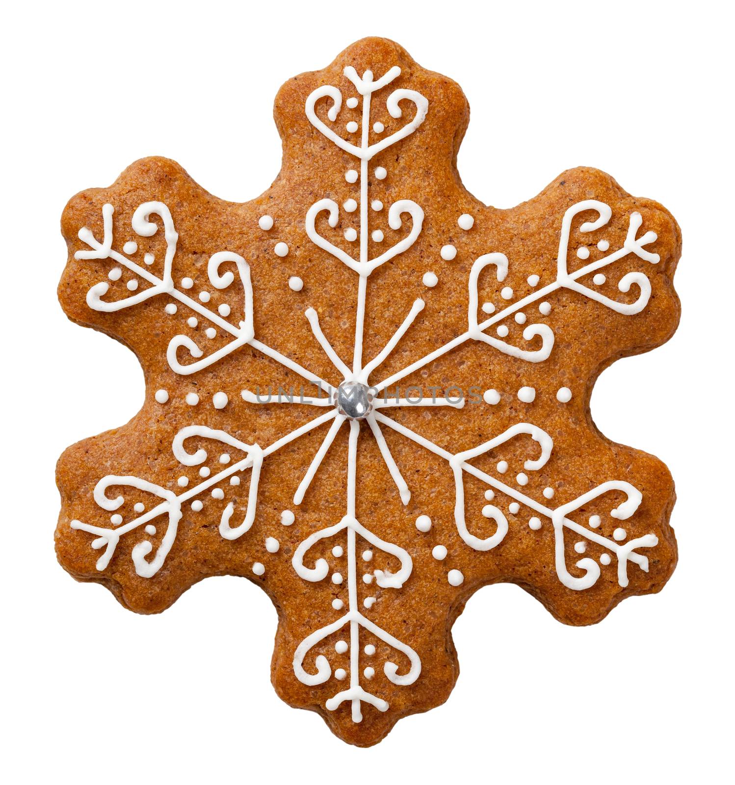 Gingerbread cookie for Christmas isolated on white background. Star shape cookie