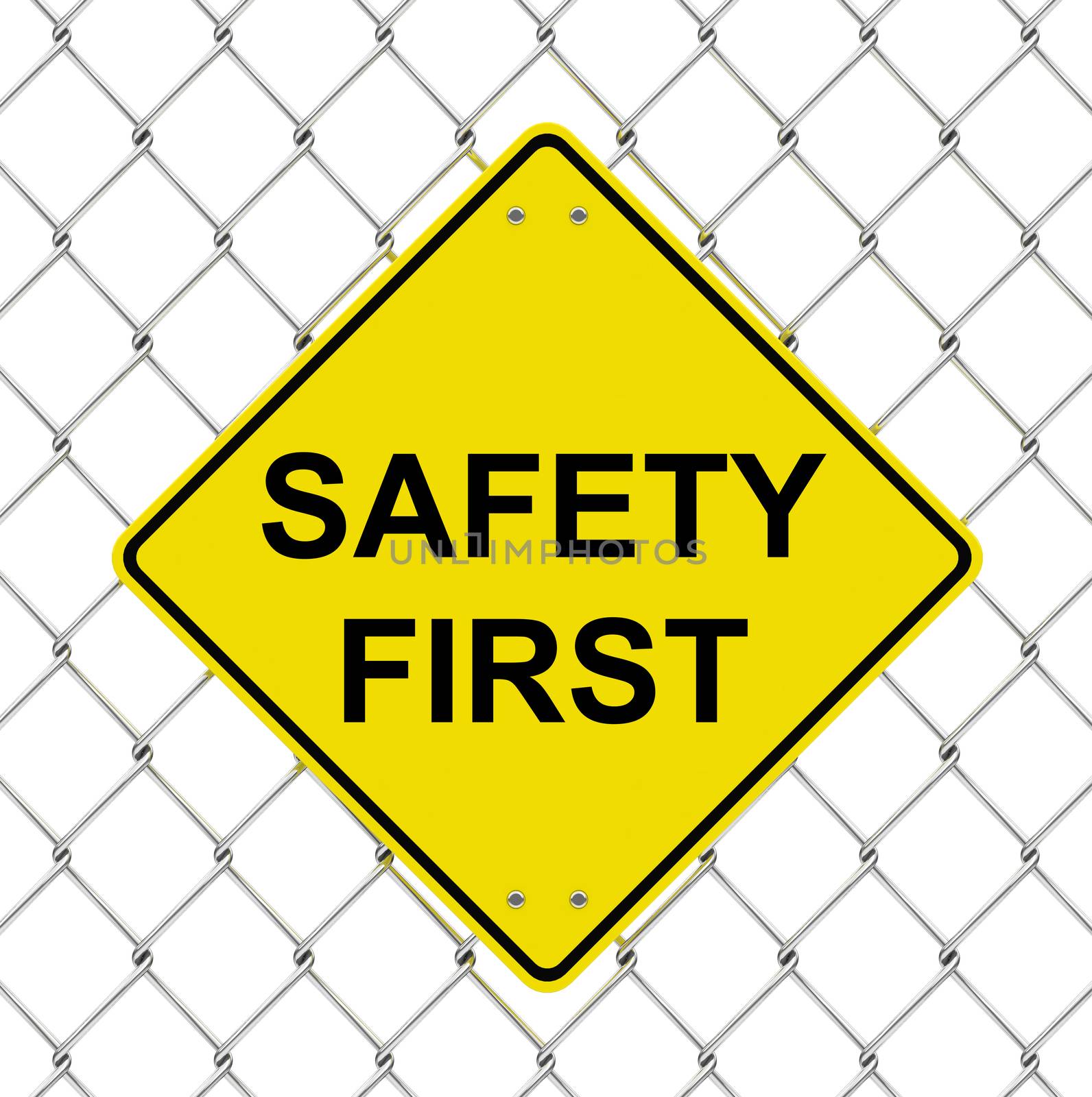 3d generated picture of a yellow safety first sign