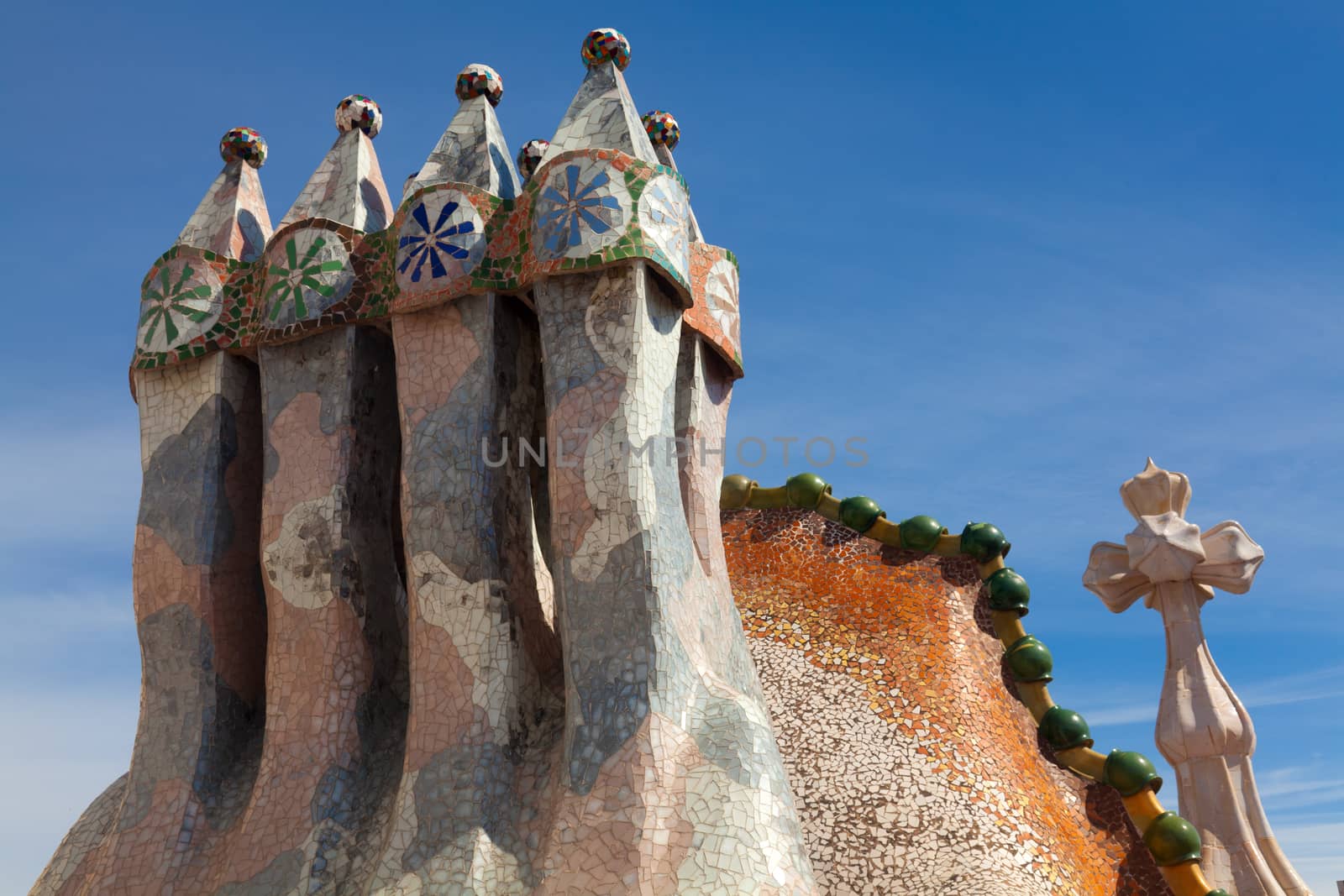 Roof architecture at Casa Batllo by Portokalis