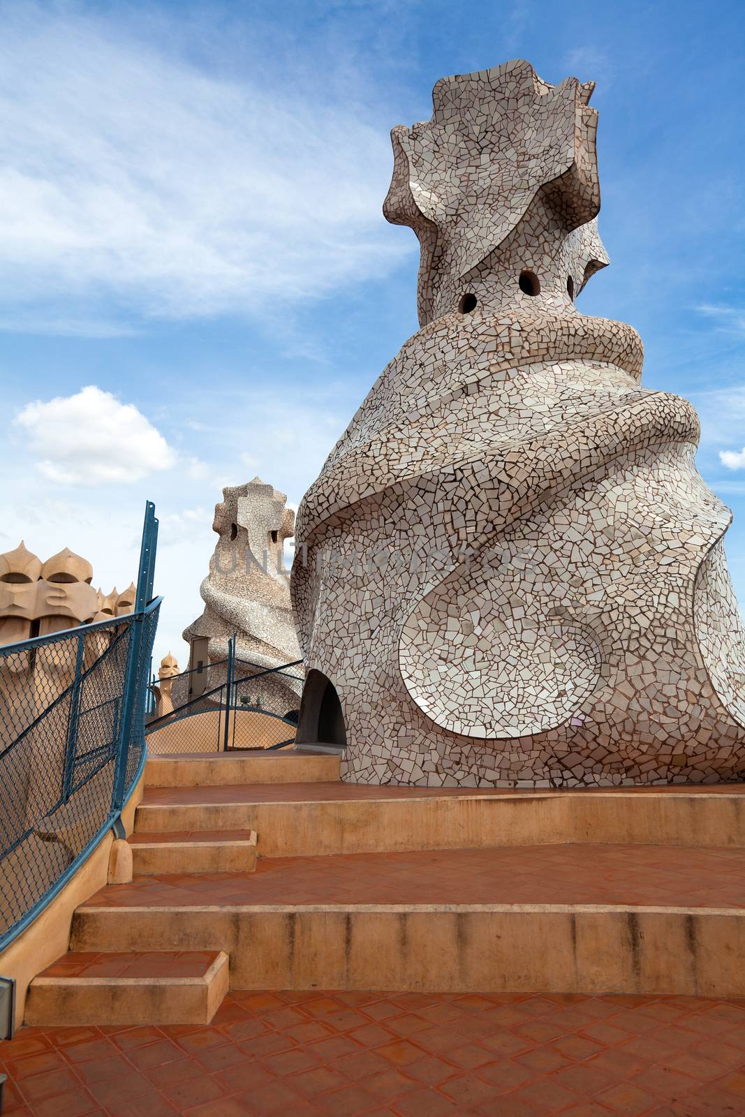 Antoni Gaudi's work at the roof of Casa Mila by Portokalis