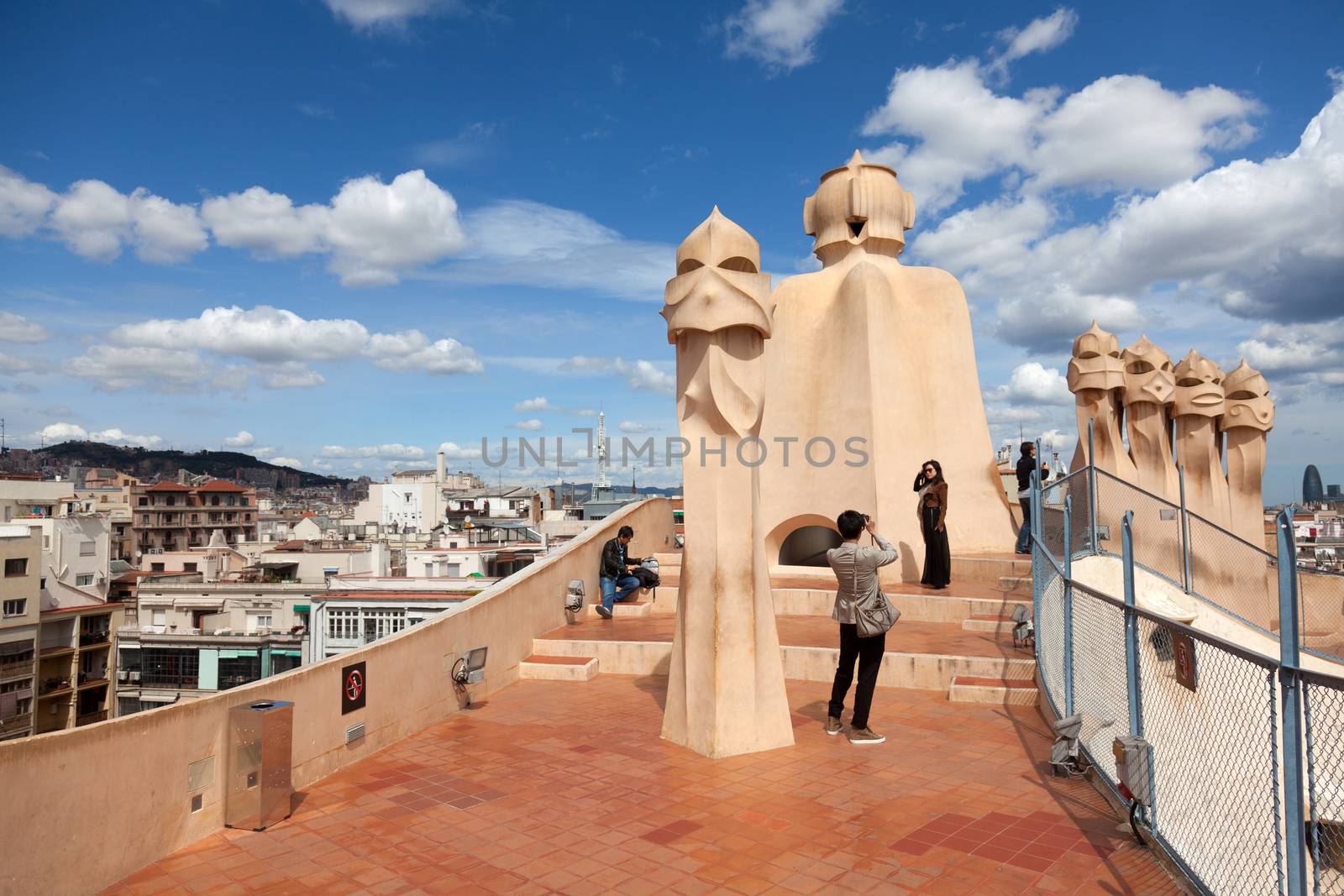 Antoni Gaudi's work at the roof of Casa Mila by Portokalis