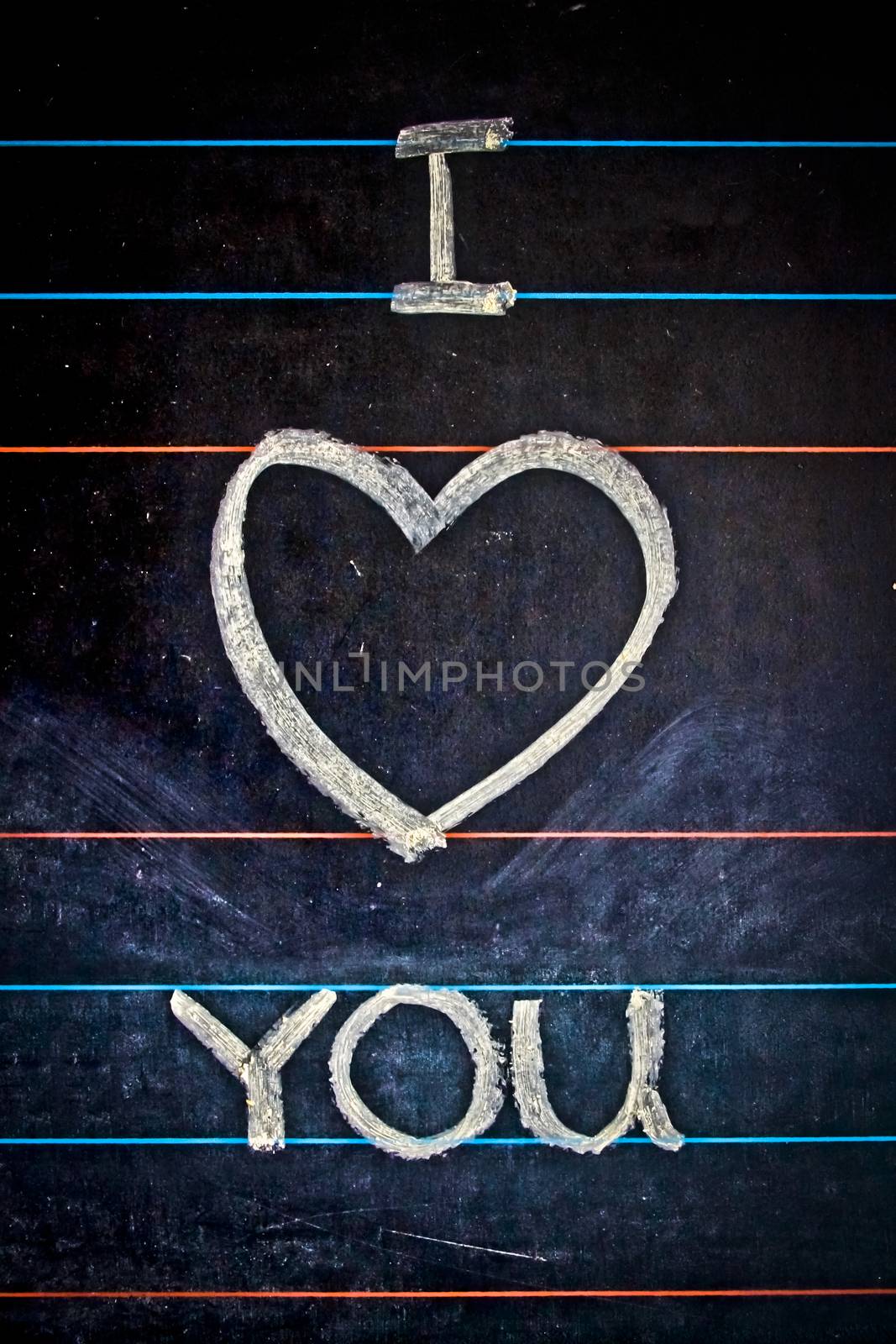 I Love You. Handwritten message on a chalkboard