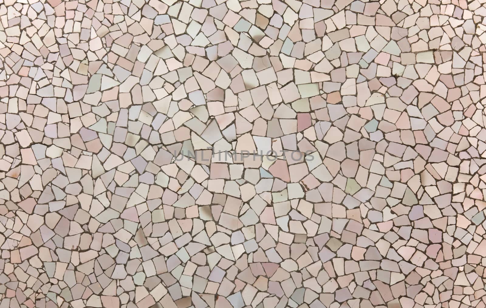 Old ceramic tiles in Park Guell - Barcelona, Spain by Portokalis