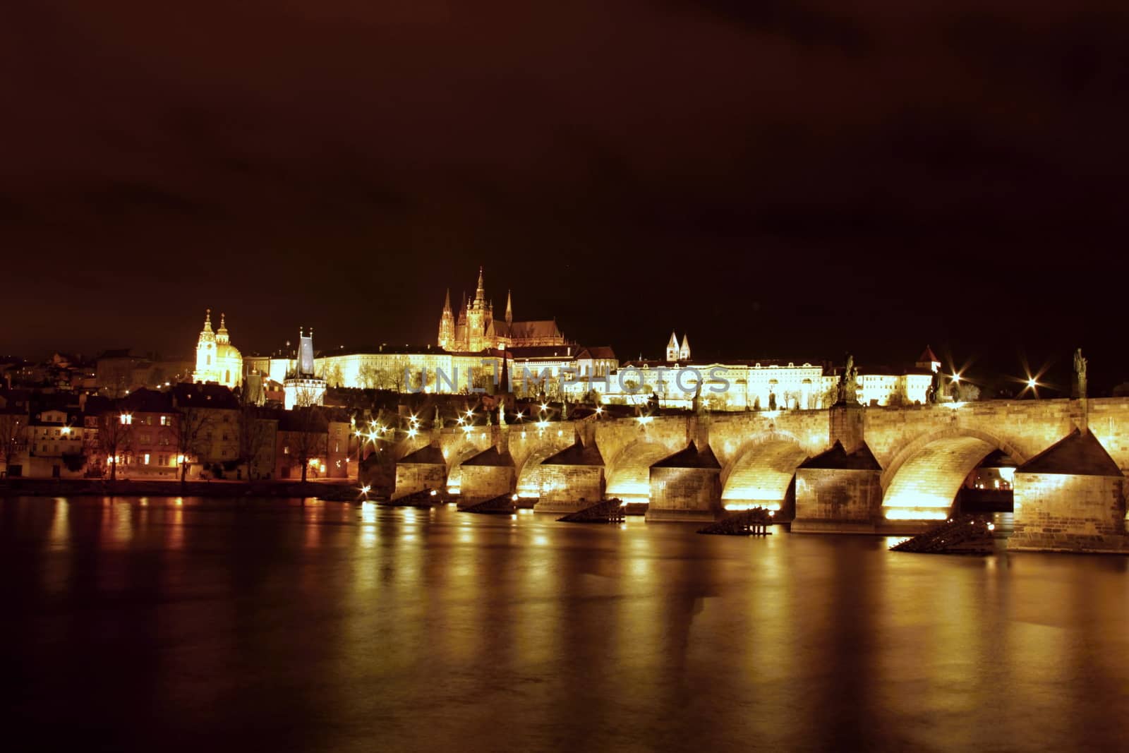 Prague Castle and bank at night, Czech republic by Dermot68