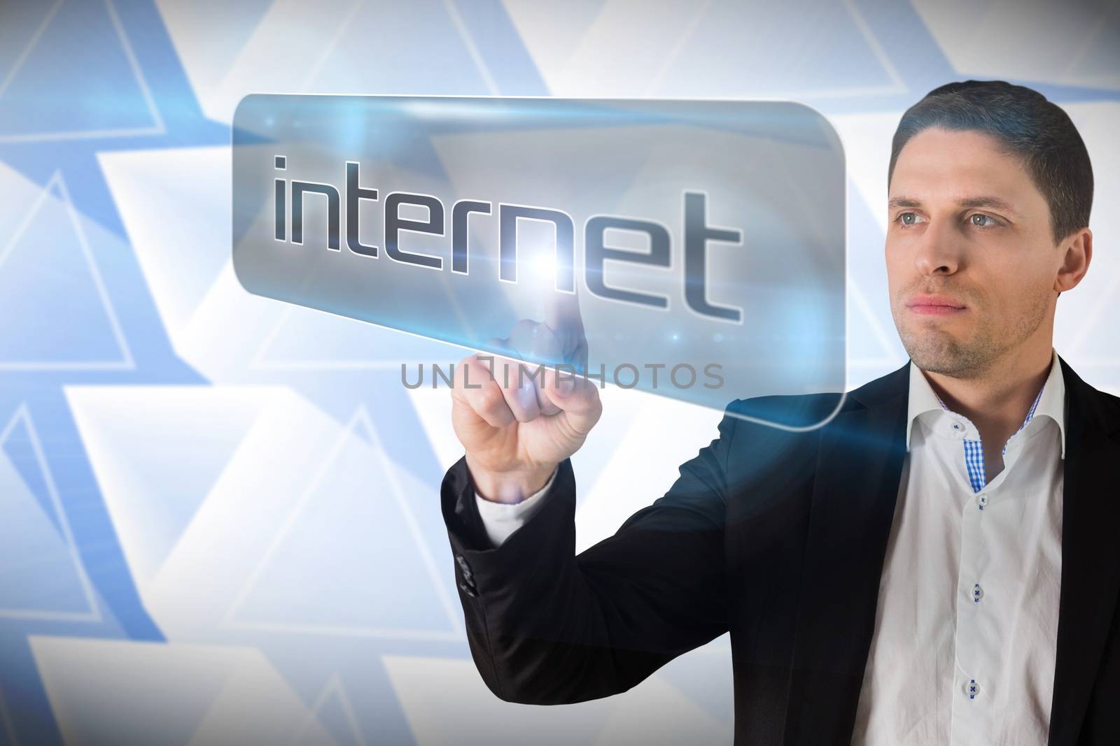 Businessman pointing to word internet by Wavebreakmedia