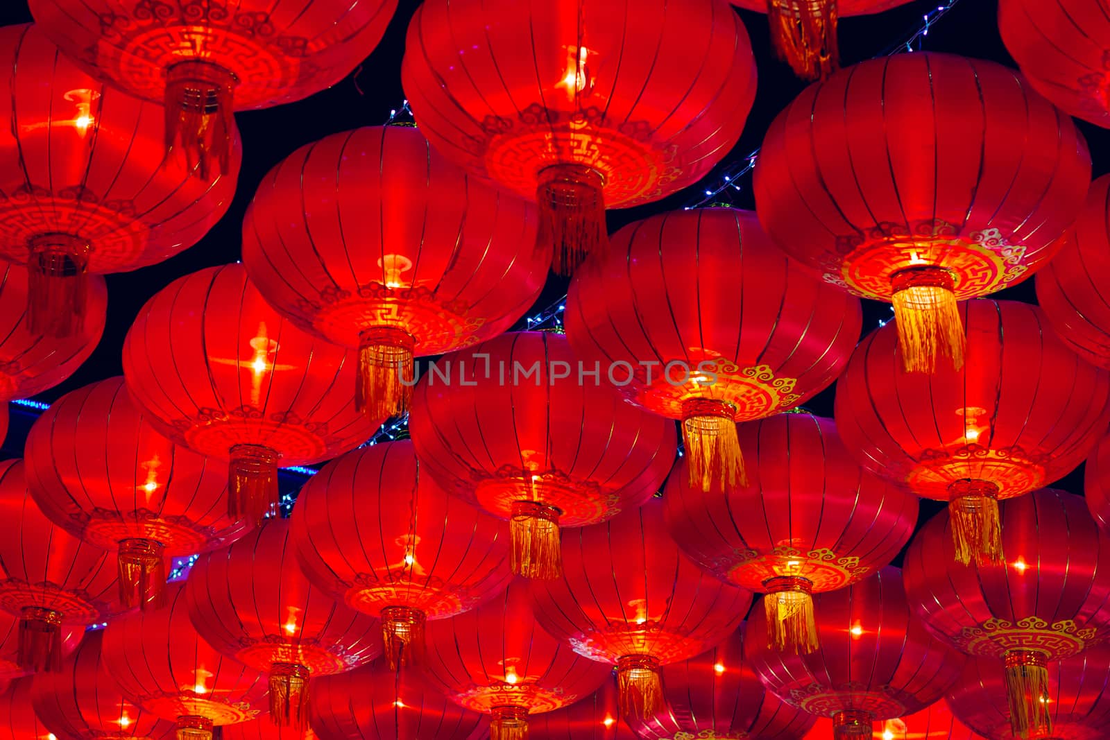 Chinese red lantern in the night