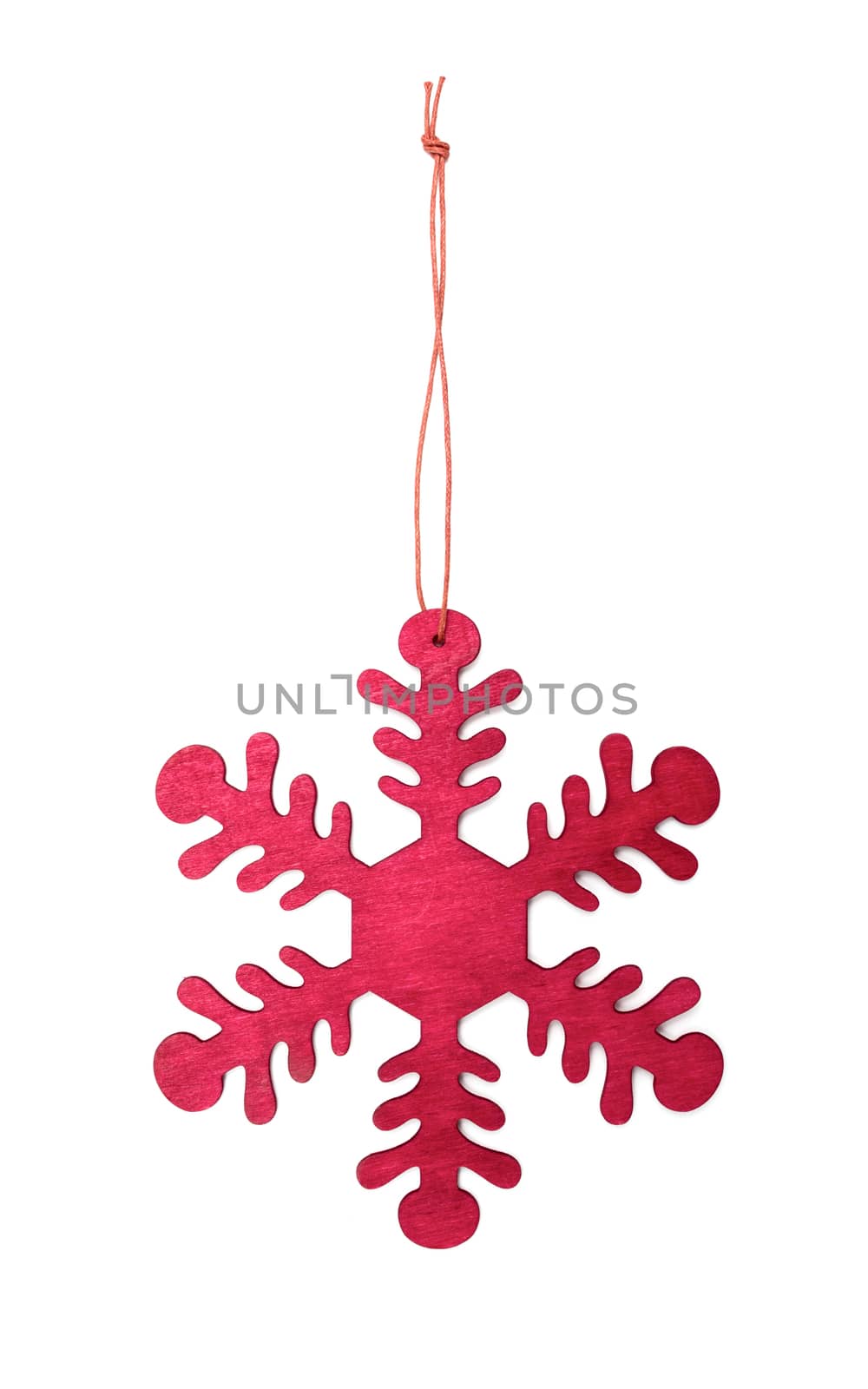 Wooden snowflake isolated on white background by DNKSTUDIO