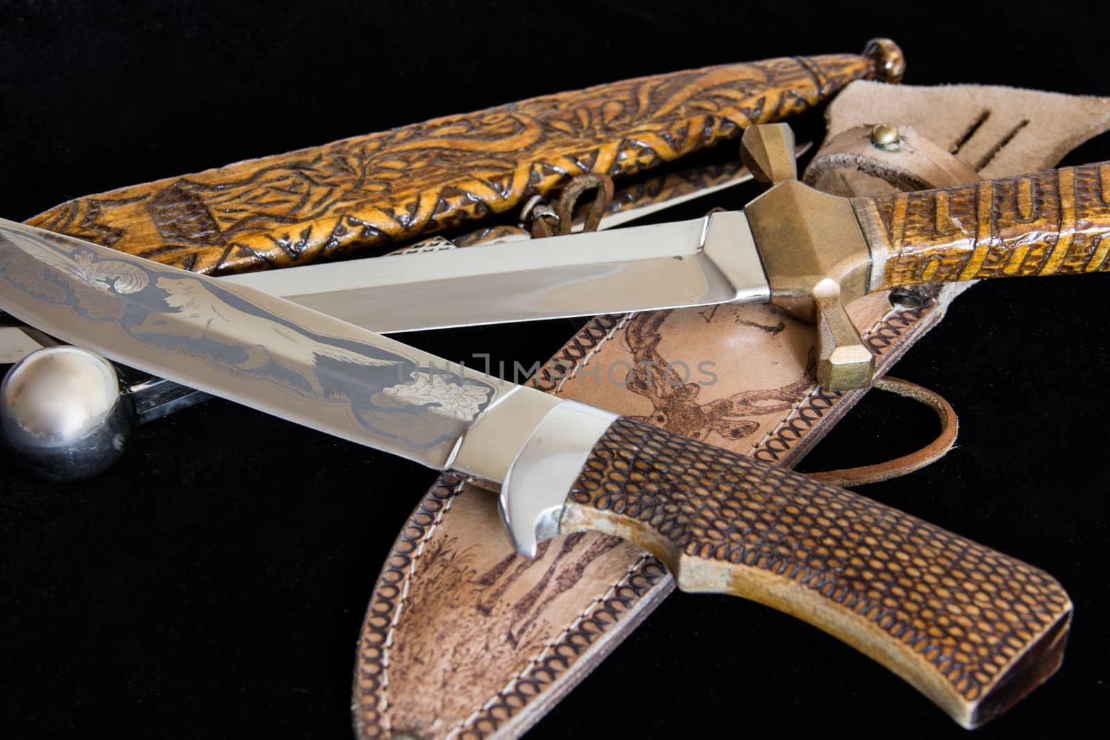 Photo of cold weapon on black background