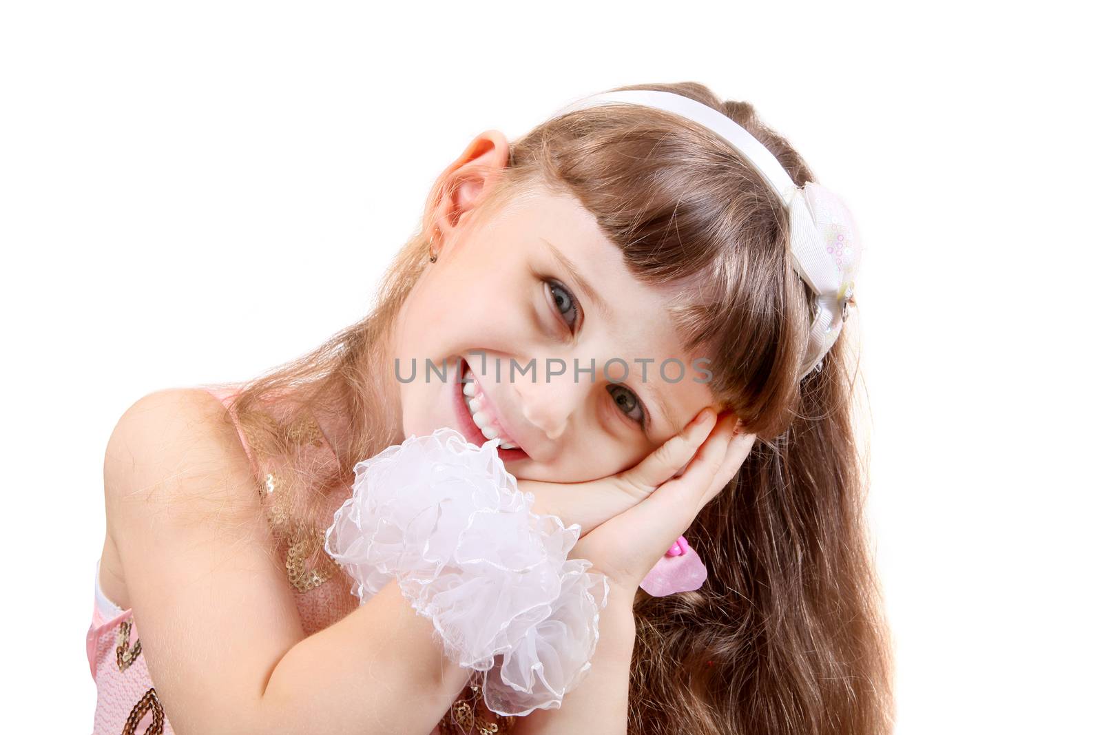 Cheerful Little Girl Isolated on the White Background