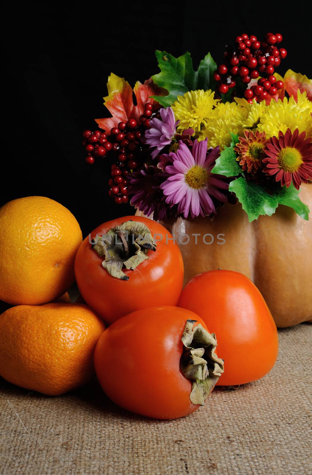 Persimmons, tangerines by Apolonia