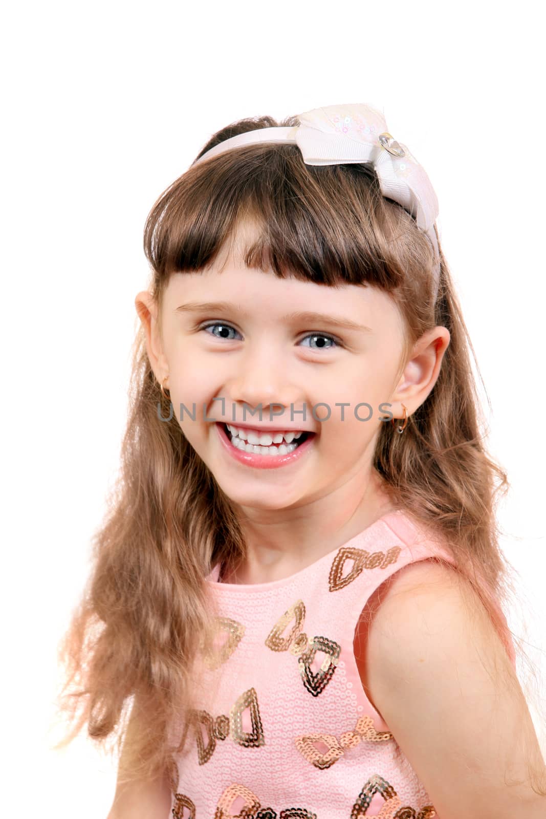 Cheerful Little Girl Isolated on the White Background