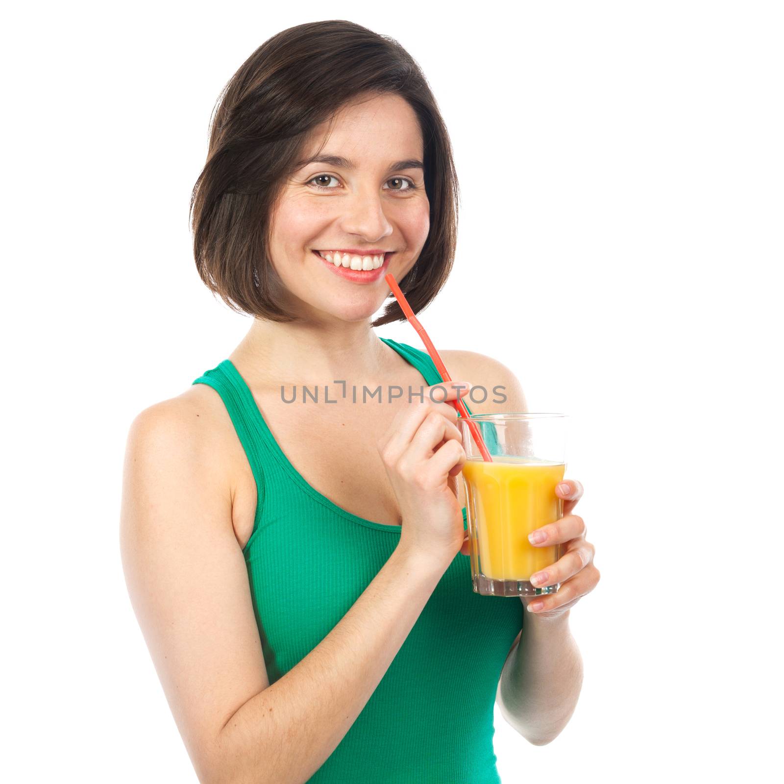 Pretty brunette and orange juice by TristanBM